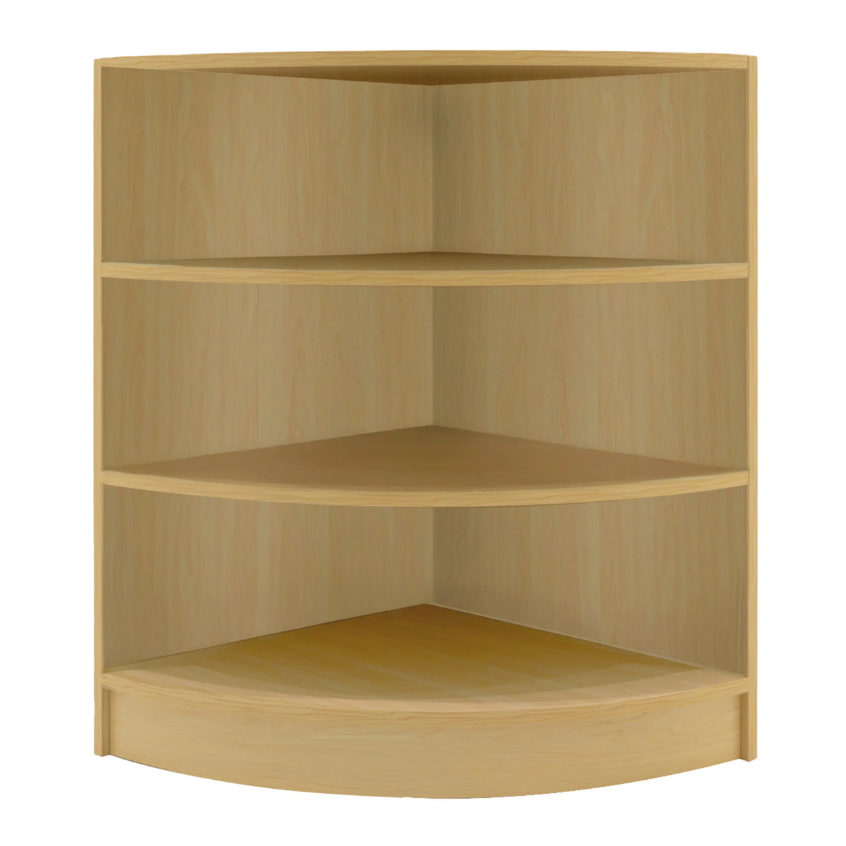 Sagittarius LED Shop Counter Set in maple finish, featuring a curved design with four spacious shelves for optimal display storage