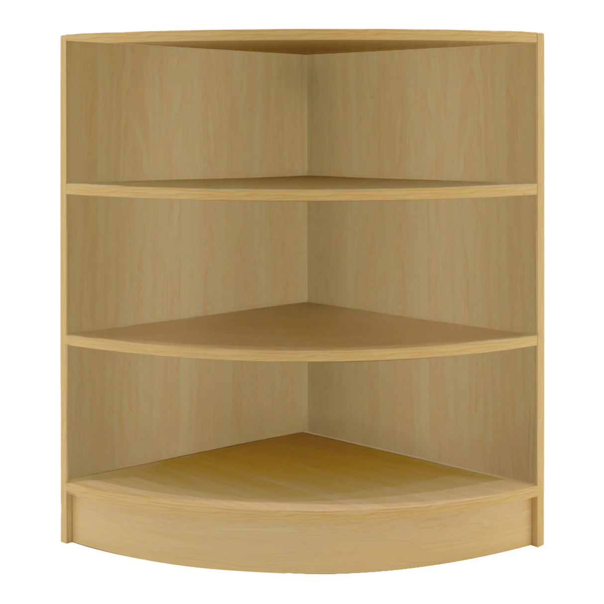 Theia LED Shop Counter Set in maple finish features a sleek, curved design with four spacious shelves for organized display