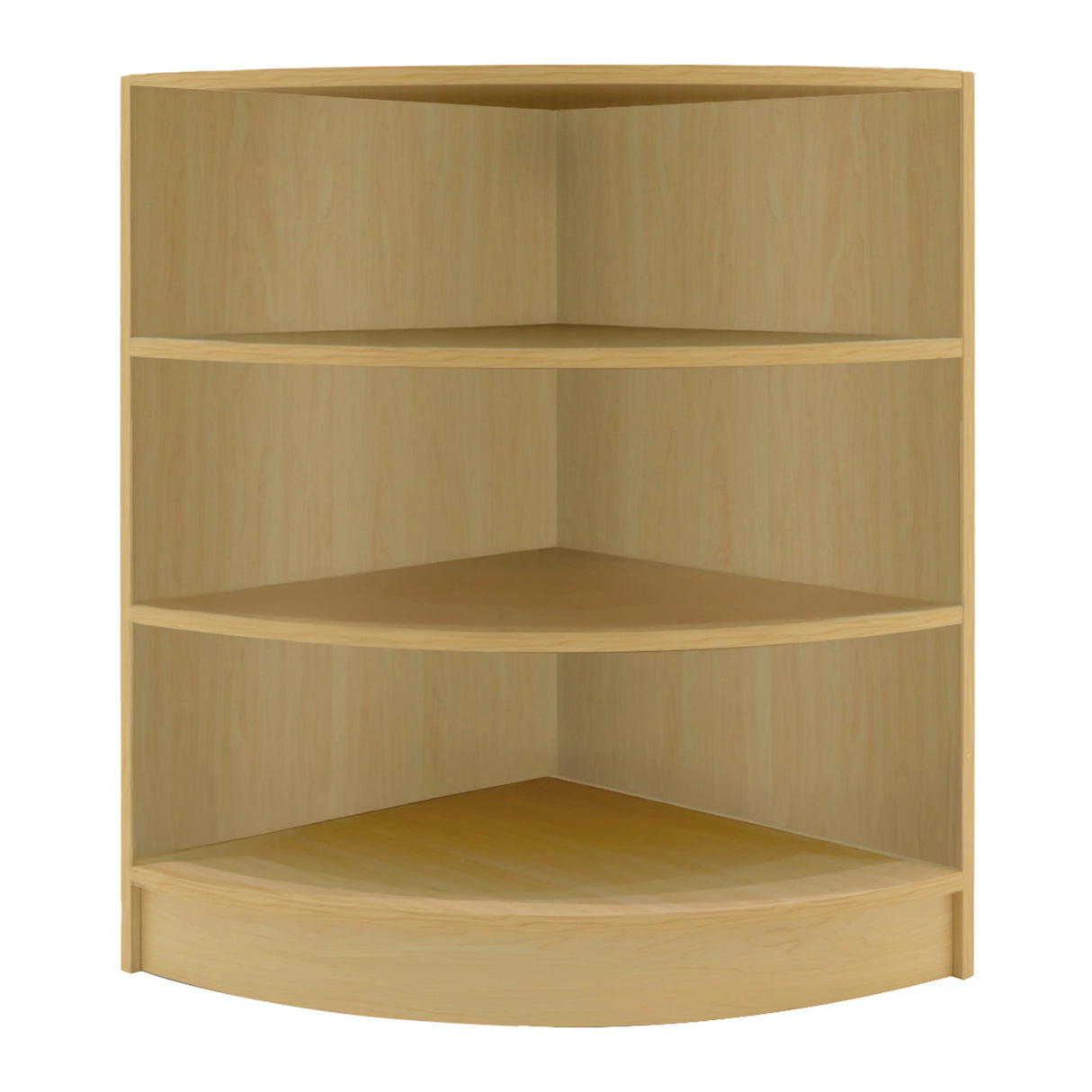 Maple LED shop counter set featuring a curved design with three spacious shelves, ideal for retail display and organization