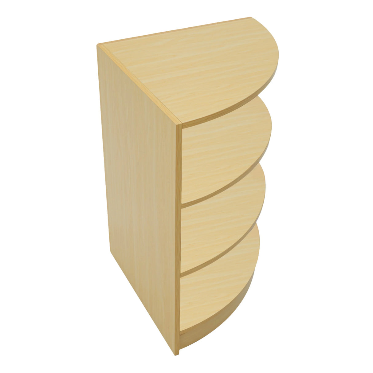 Europa LED Shop Counter Set in maple finish features a sleek, curved design with four spacious shelves for organized display