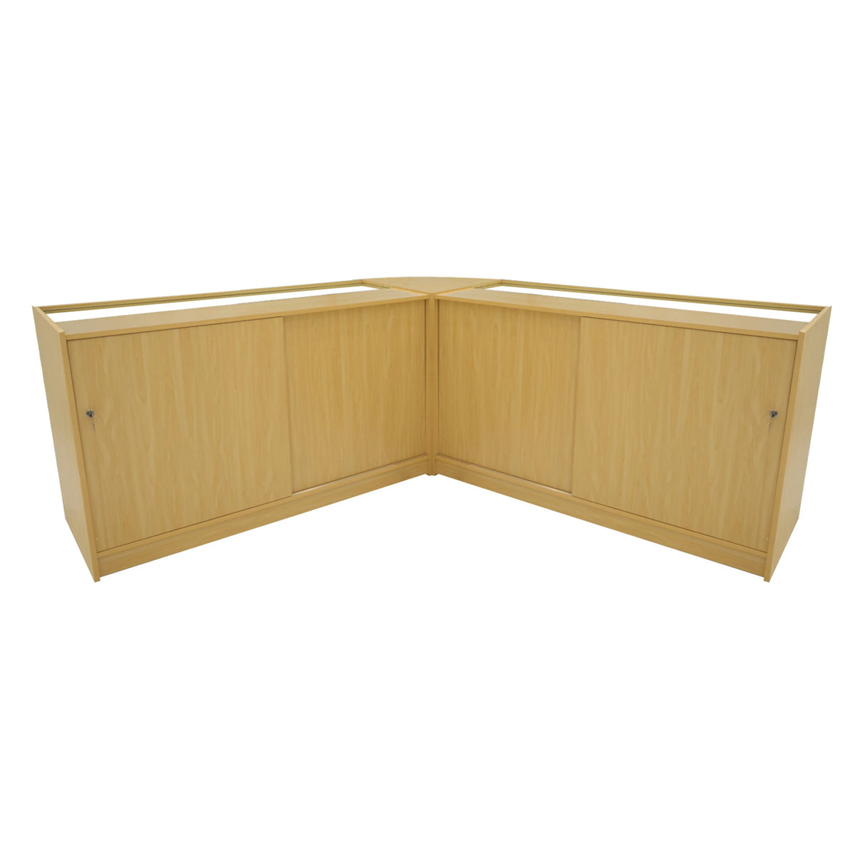 Maple Apollo LED Shop Counter Set featuring a sleek, modern design with two K1500 units, showcasing smooth surfaces and ample storage space