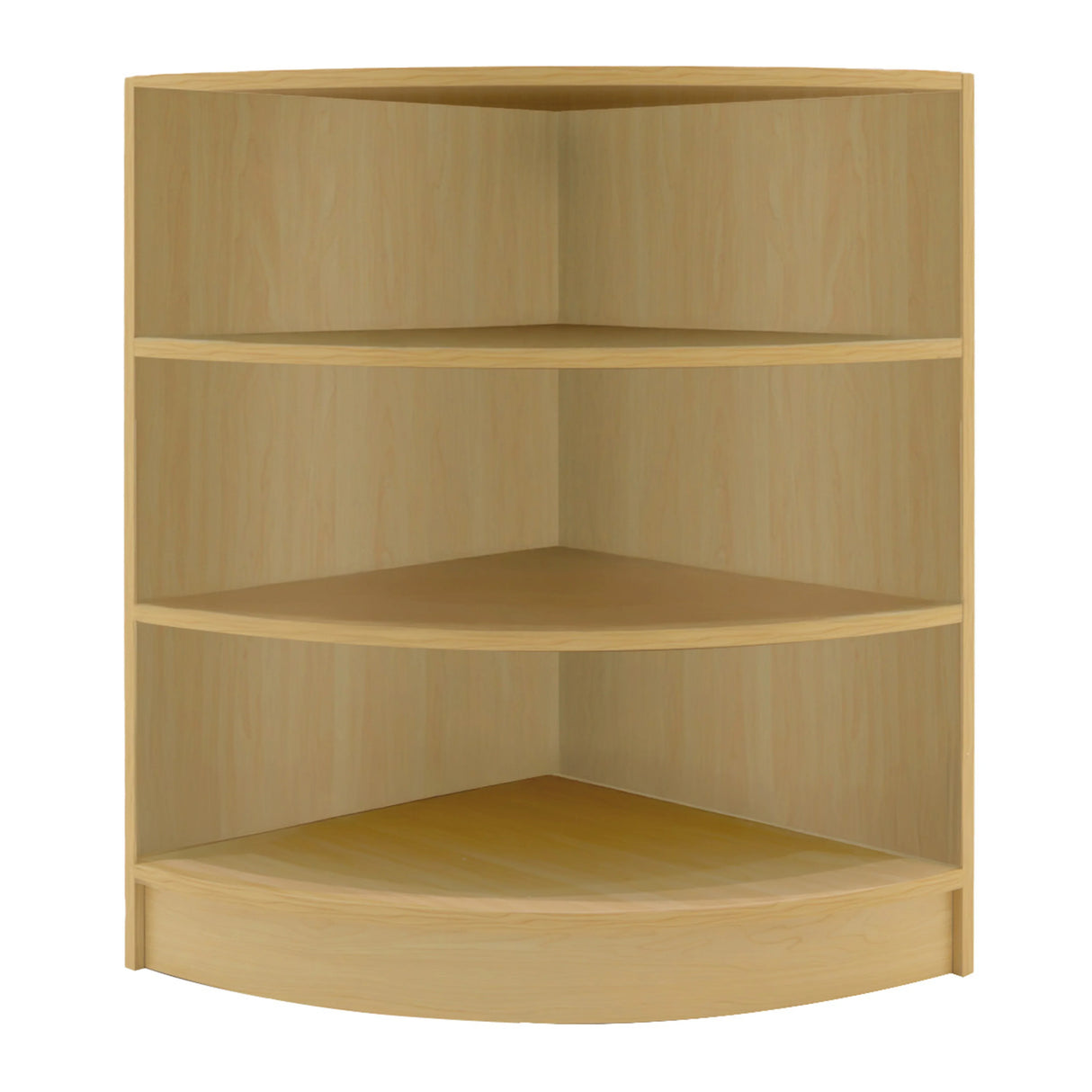 Astro LED Shop Counter Set in maple finish, featuring a curved design with three spacious shelves for organized display and storage