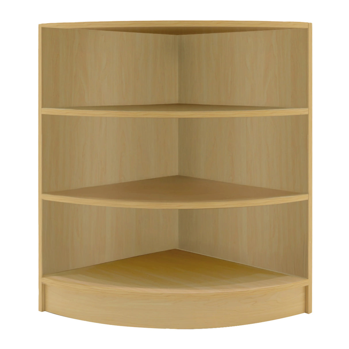 Europa LED Shop Counter Set in maple finish, featuring a curved design with four spacious shelves for display and storage