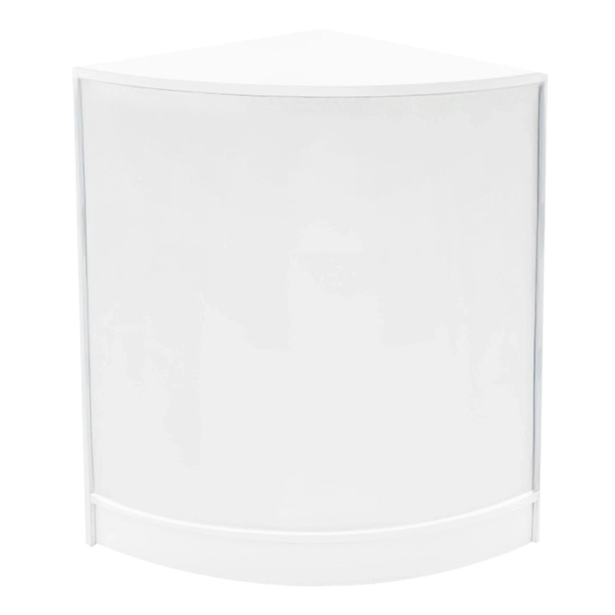 White corner counter from the Hera LED Shop Counter Set, featuring a smooth, glossy finish and sleek, modern design