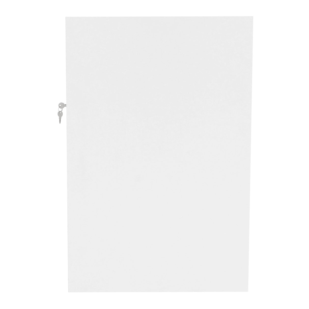 Sleek white LED shop counter set featuring a smooth finish, modern design, and secure locking mechanism for added safety
