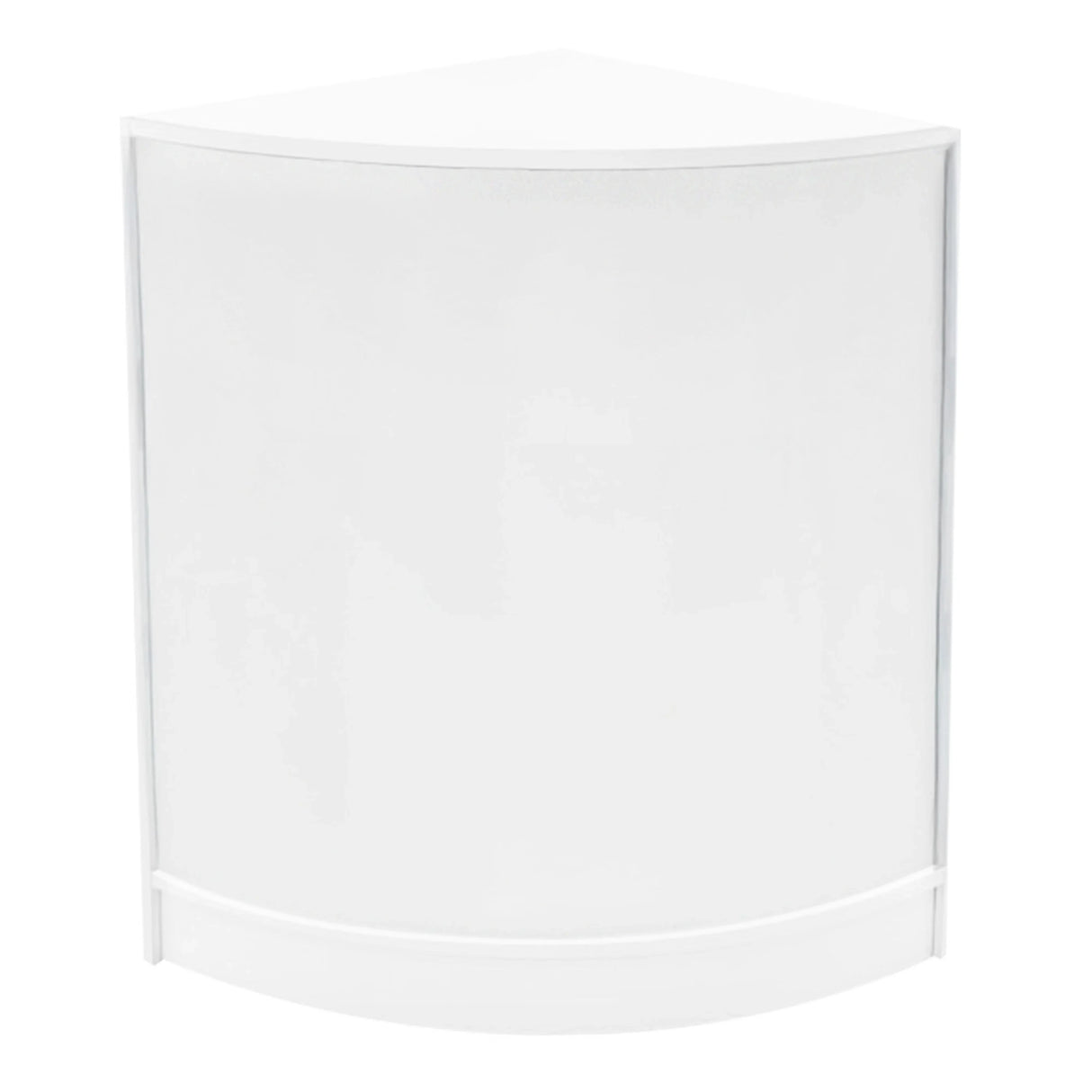 Sleek white Aries LED shop counter set featuring a curved design, ideal for retail displays and showcasing products effectively