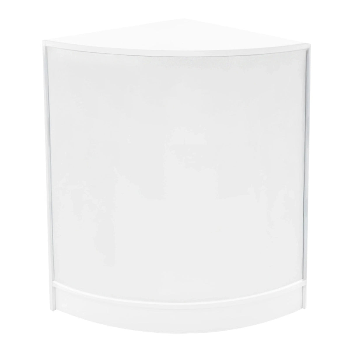 Polaris LED Shop Counter Set in sleek white, featuring a modern curved design, perfect for retail displays and promotions