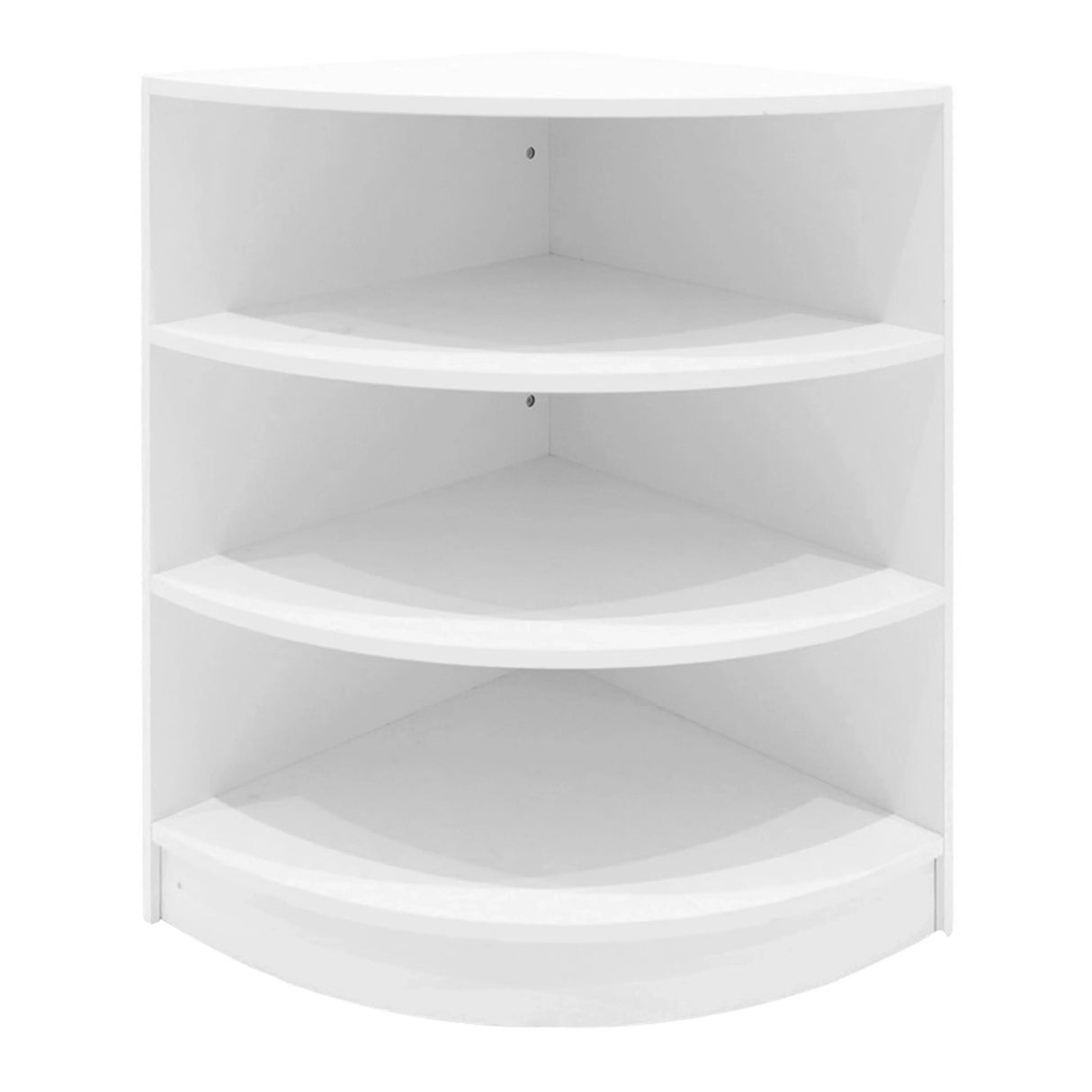 Europa LED Shop Counter Set in white featuring a sleek, curved design with four spacious shelves for organized display and storage