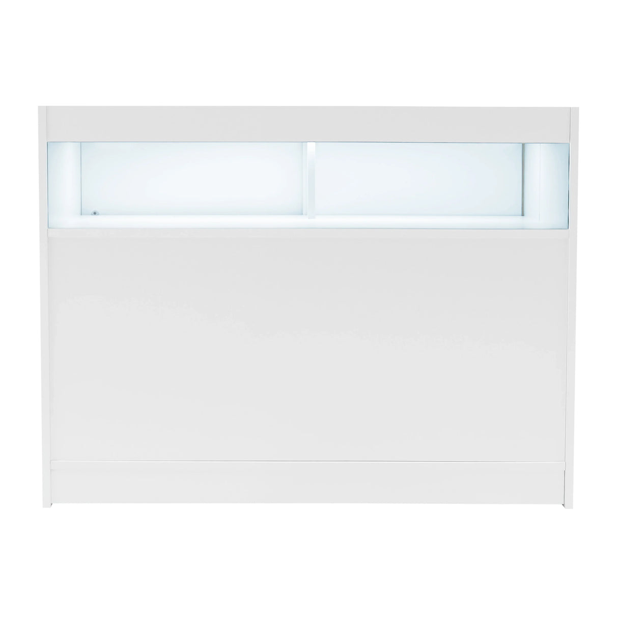 White Iris LED shop counter set featuring a sleek design, illuminated display area, and smooth, modern finish for retail spaces
