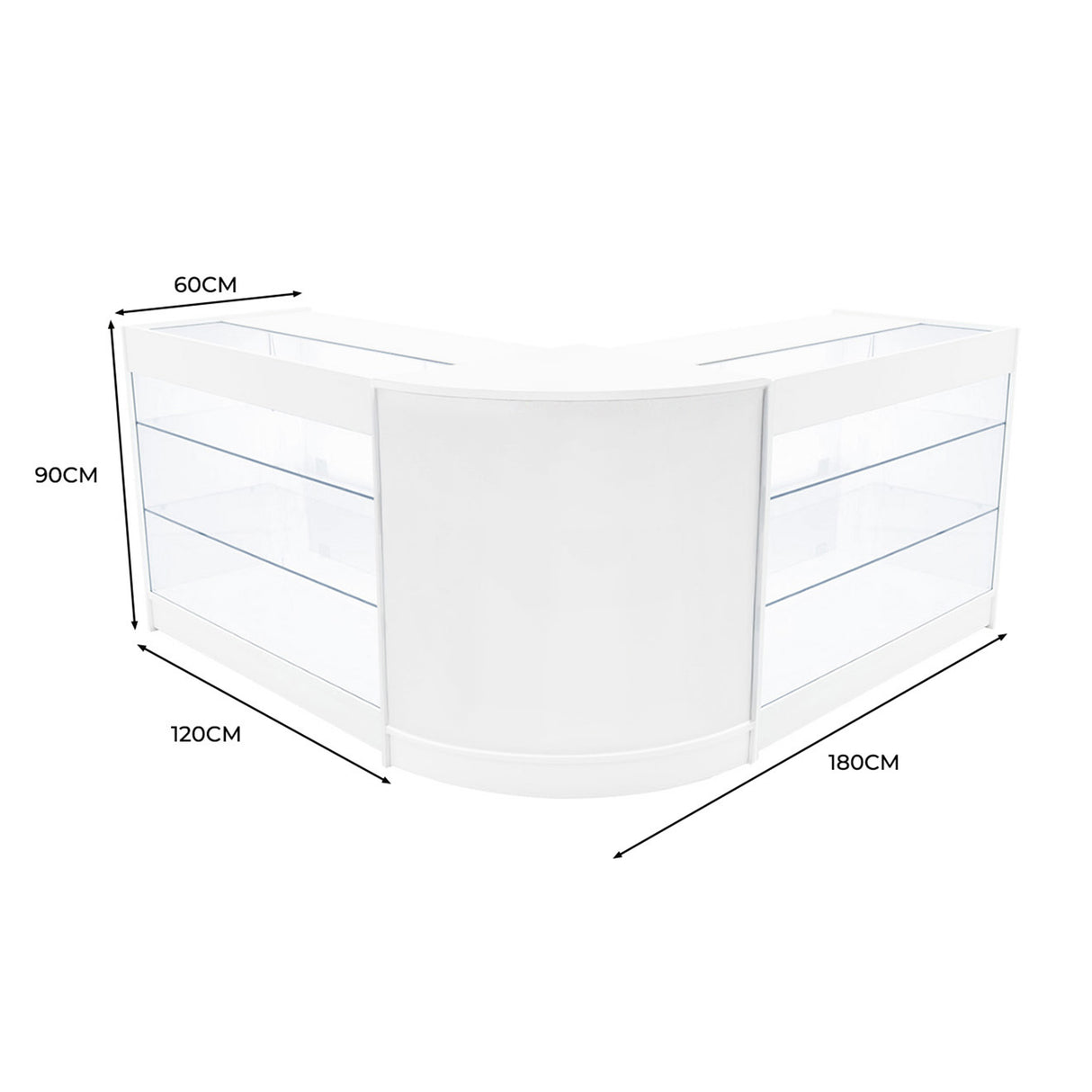 Helios LED Shop Counter Set CM60 & 2 x K1200 - White