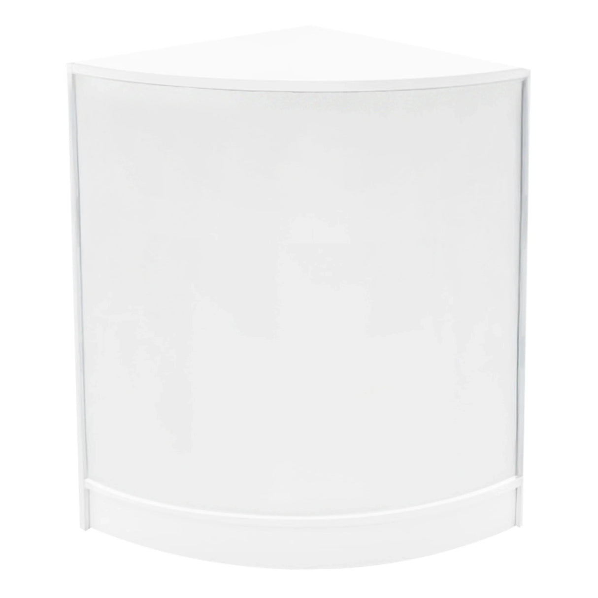 White Helios LED shop counter set featuring a sleek, curved design, perfect for retail displays and showcasing products