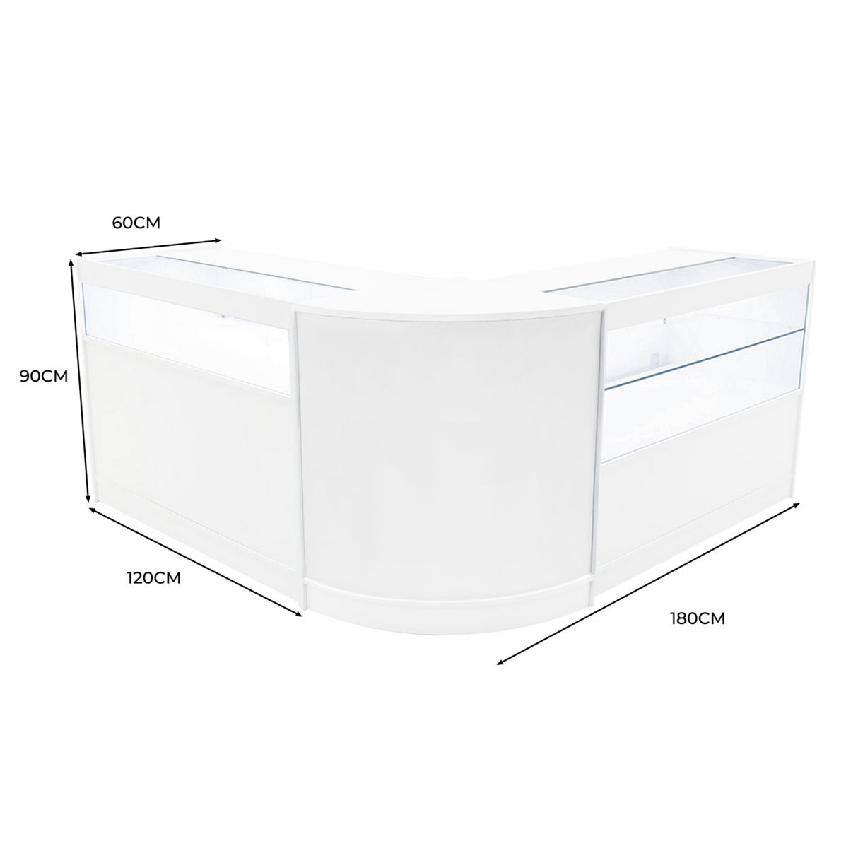 Adonis LED Shop Counter Set B1200, C1200 & CM60 - White