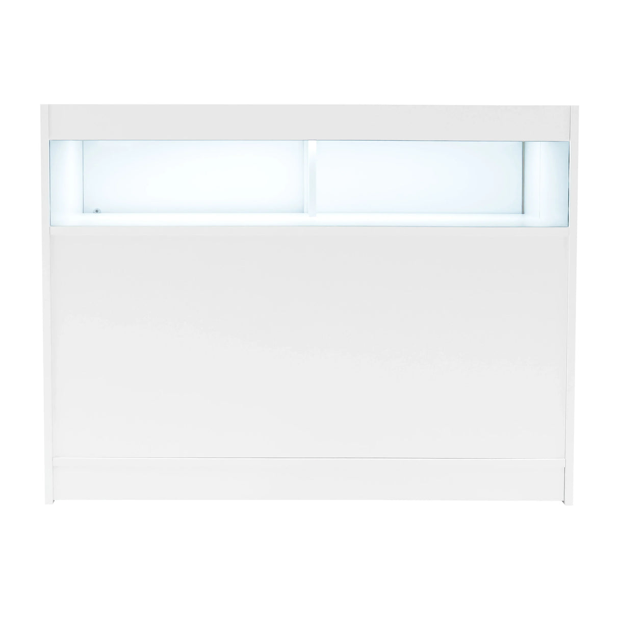 Luna LED Shop Counter Set in sleek white, featuring a smooth surface, illuminated display area, and modern design for retail use