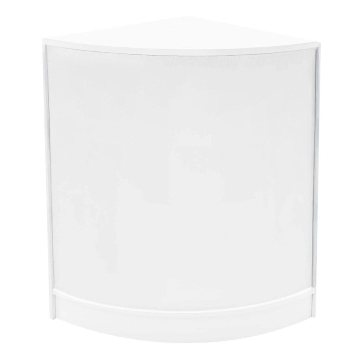 White curved corner display counter from the Gravity LED Shop Counter Set, featuring a smooth finish and sleek design for retail use