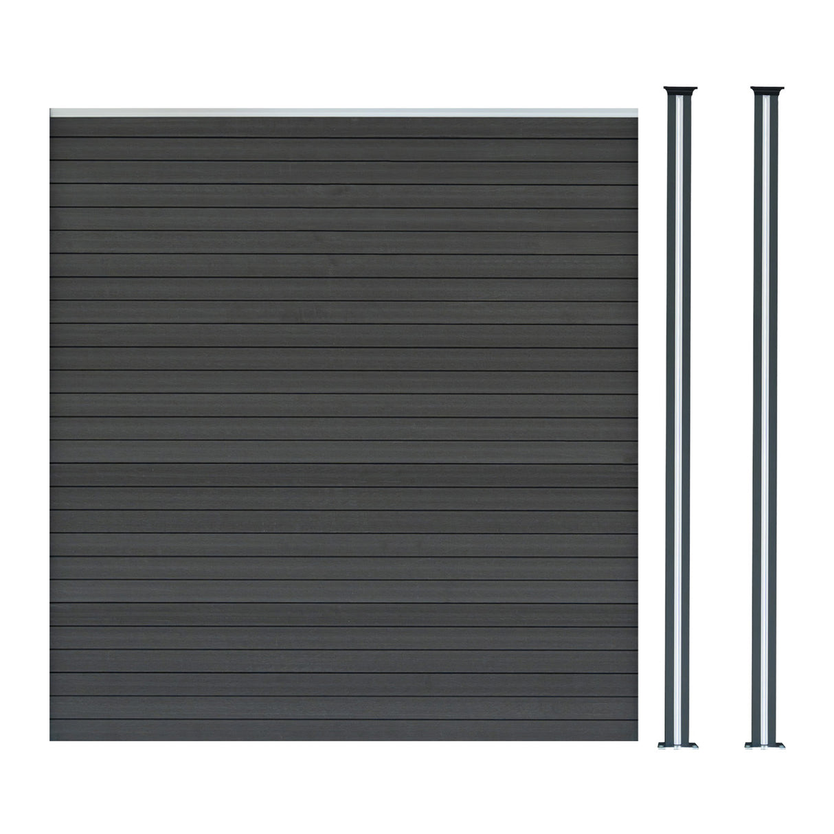 Composite Fence Panel & LED Posts x 2 - Grey