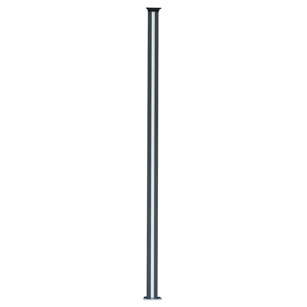 Brown LED post for composite fence panels, 6ft tall, sleek design with a smooth finish, ideal for enhancing outdoor spaces