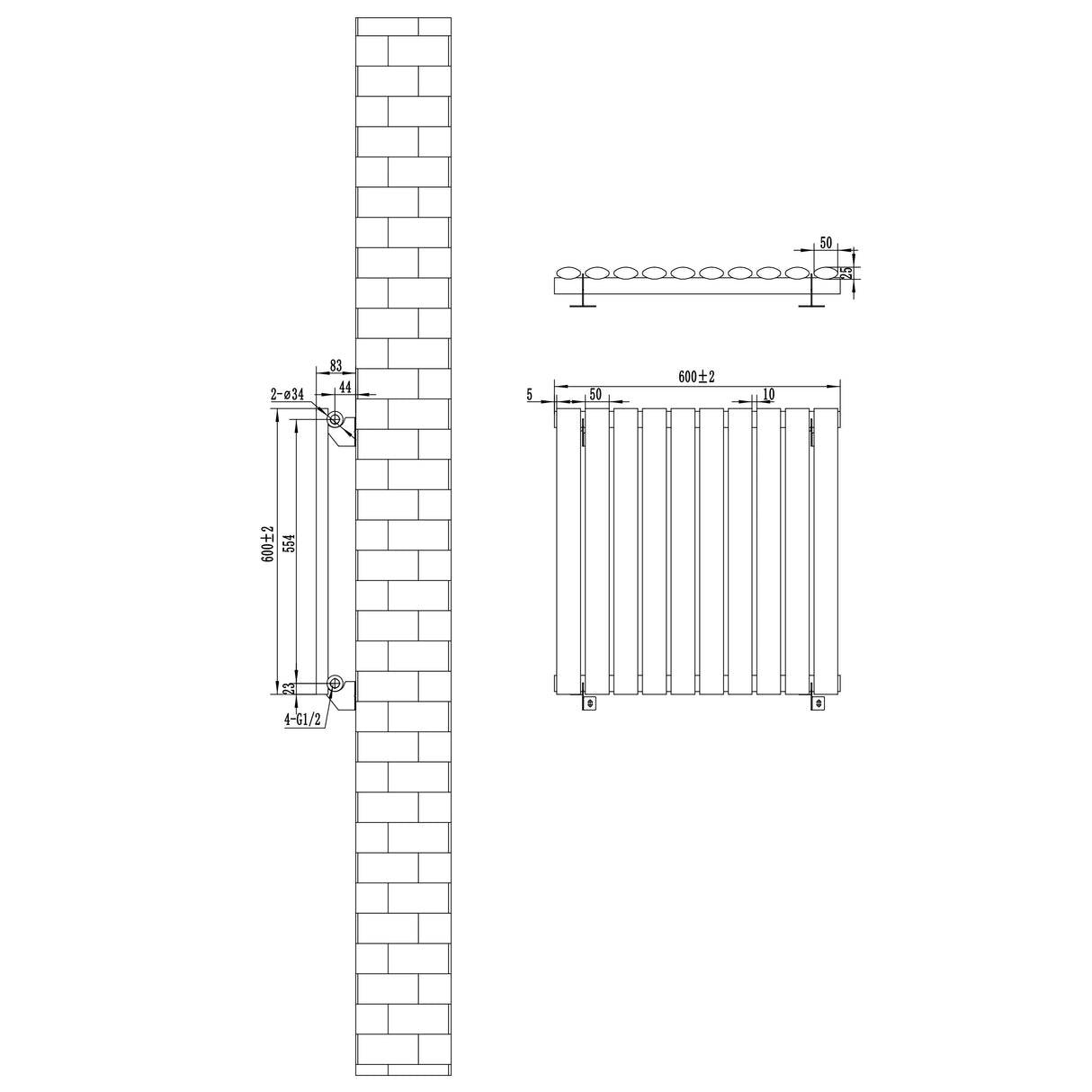 Oval single column radiator in white, measuring 600mm x 600mm, featuring smooth lines and sleek design, ideal for modern spaces