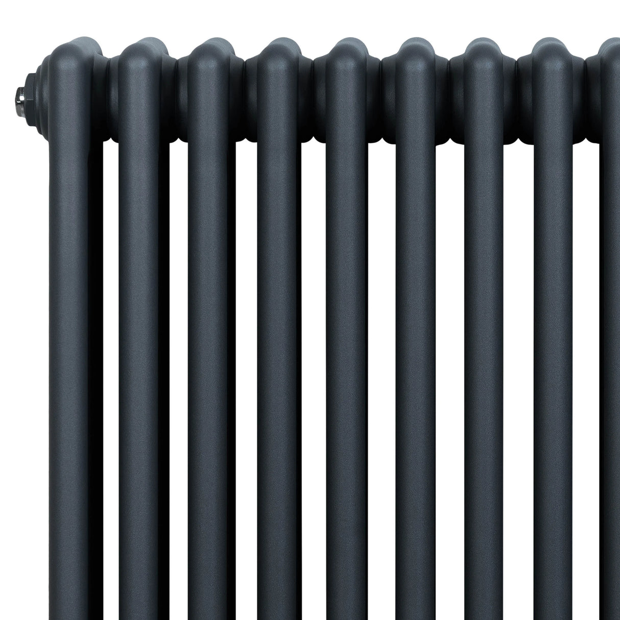 Traditional anthracite grey 4 column radiator with smooth, rounded edges and a sleek finish, ideal for modern interiors