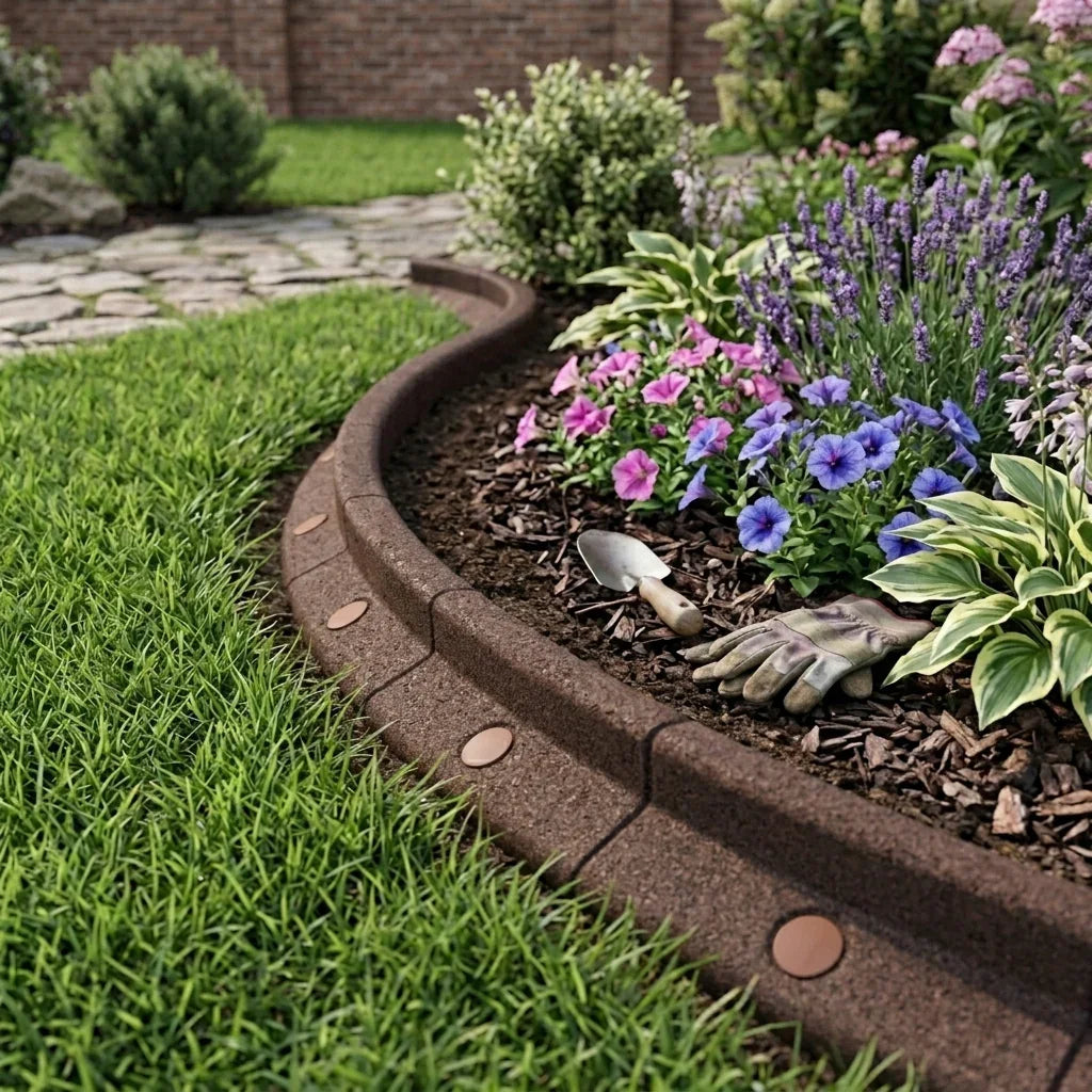 Flexible Lawn Edging 28 x 1.2m With Mallet - Brown