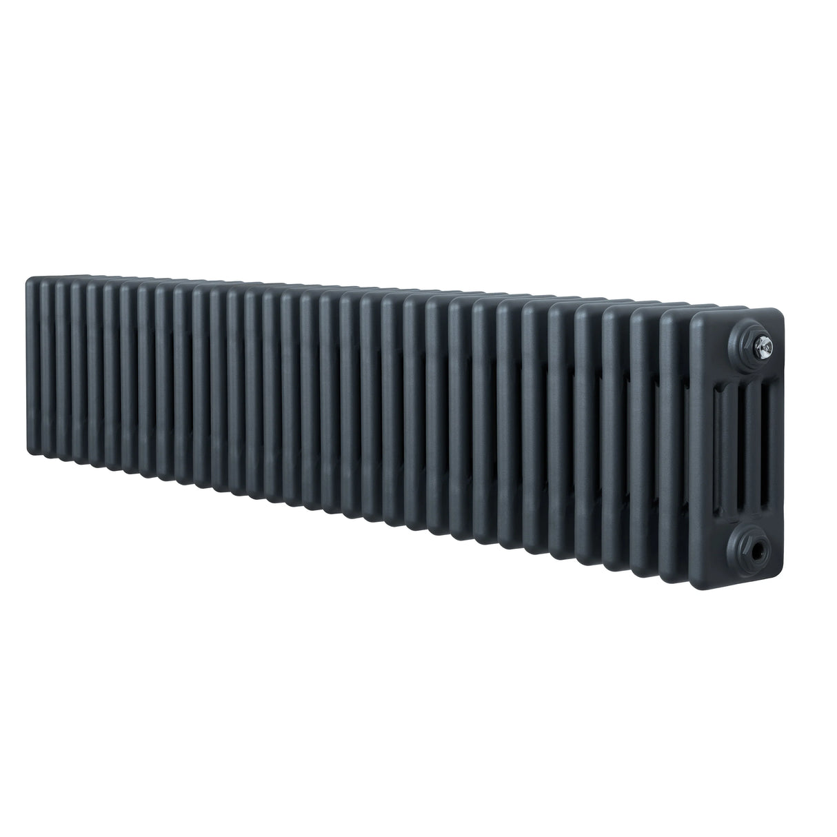 Traditional anthracite 4 column radiator, 300 x 1505mm, featuring a sleek, elongated design with a textured finish for efficient heating