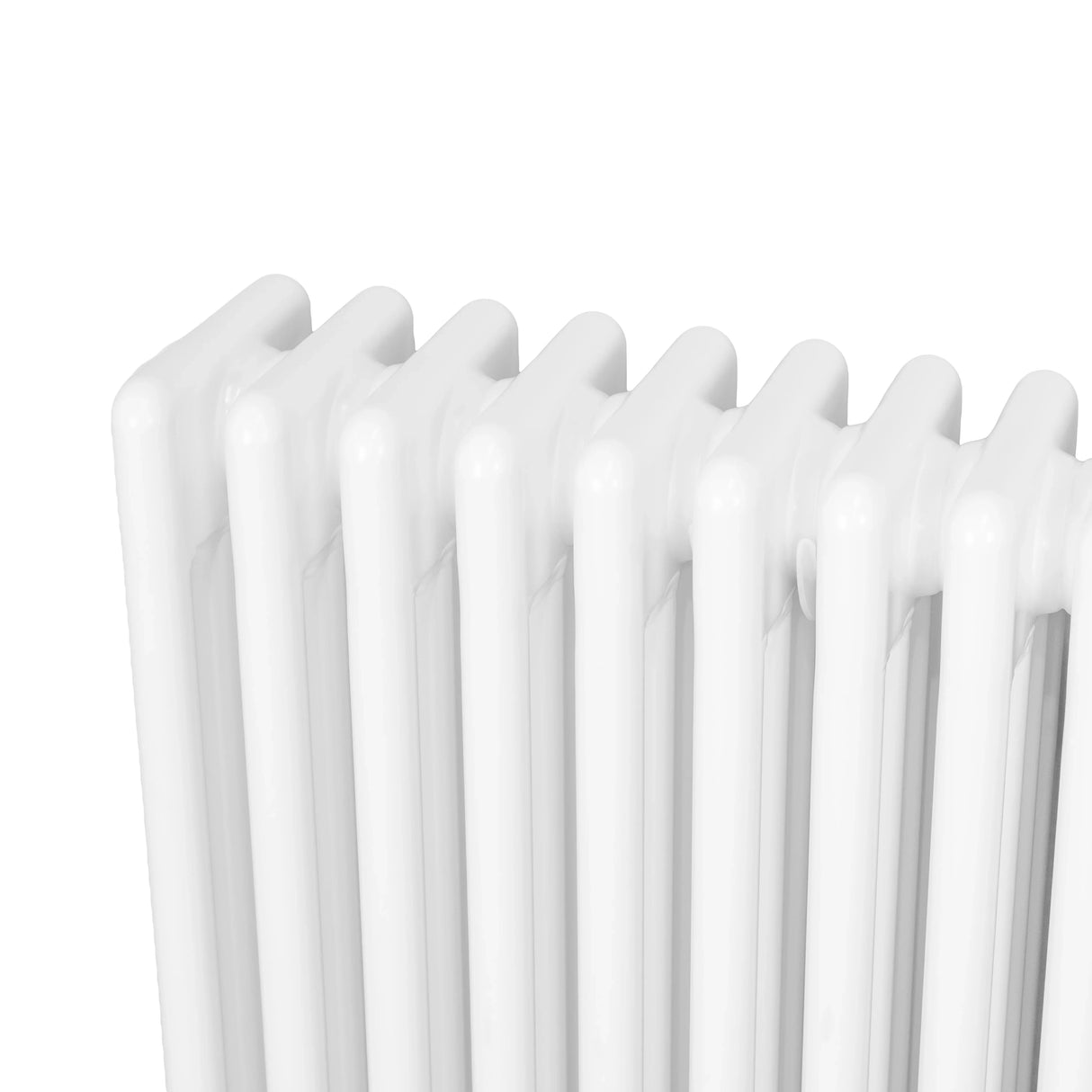 Traditional white 4 column radiator with a smooth, glossy finish, measuring 600 x 785mm, ideal for classic home heating