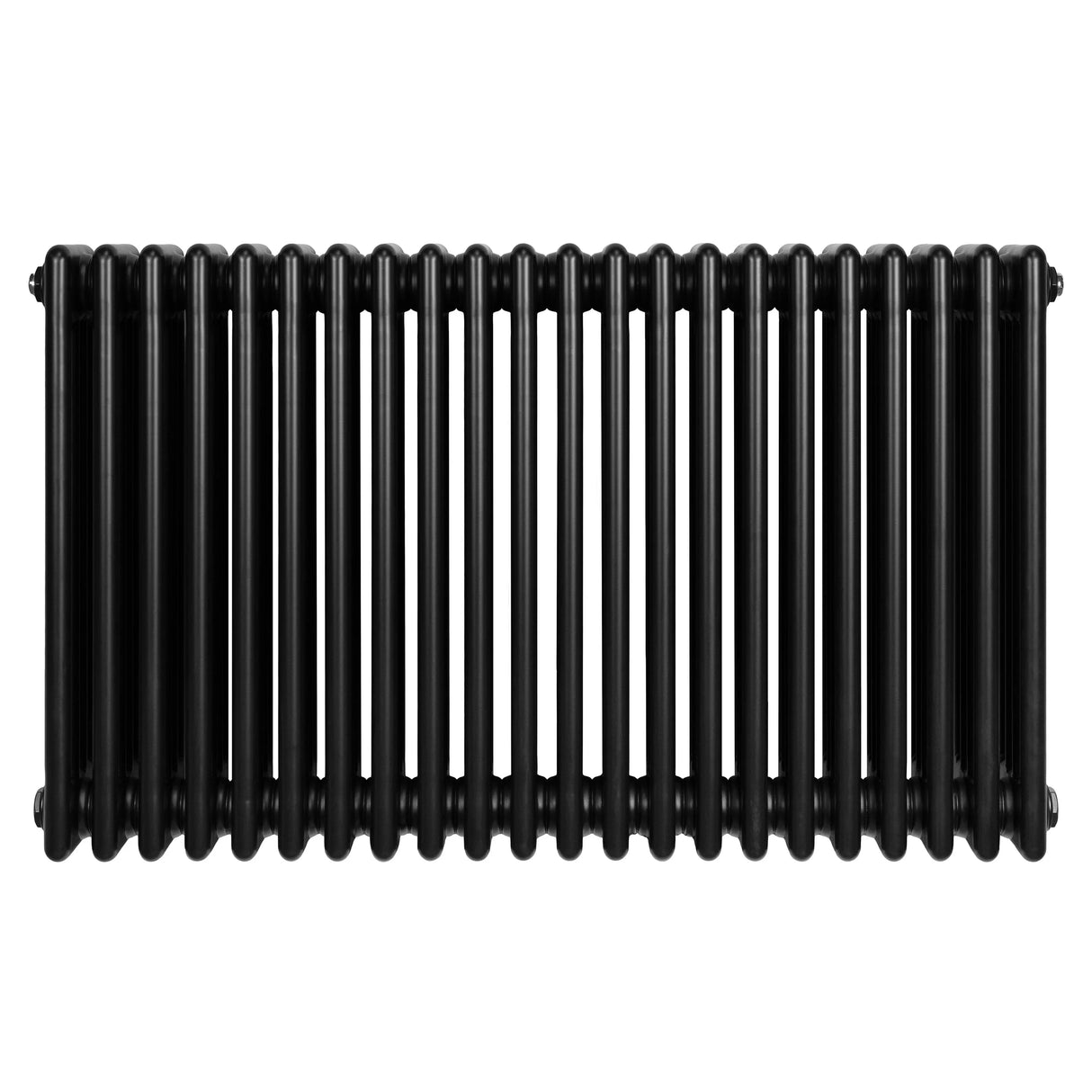 Traditional 4 column radiator in sleek black finish, 600 x 1010mm, featuring smooth, rounded edges and a classic design