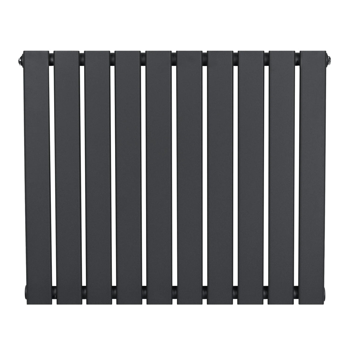 Flat single column radiator in anthracite grey, featuring a sleek design with vertical slats and a smooth matte finish, ideal for modern interiors