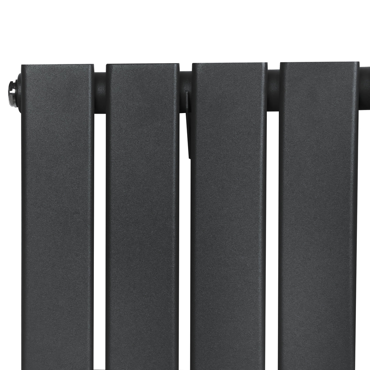 Flat single column radiator in anthracite grey, featuring a sleek, modern design with a textured finish and compact dimensions of 600 x 700mm