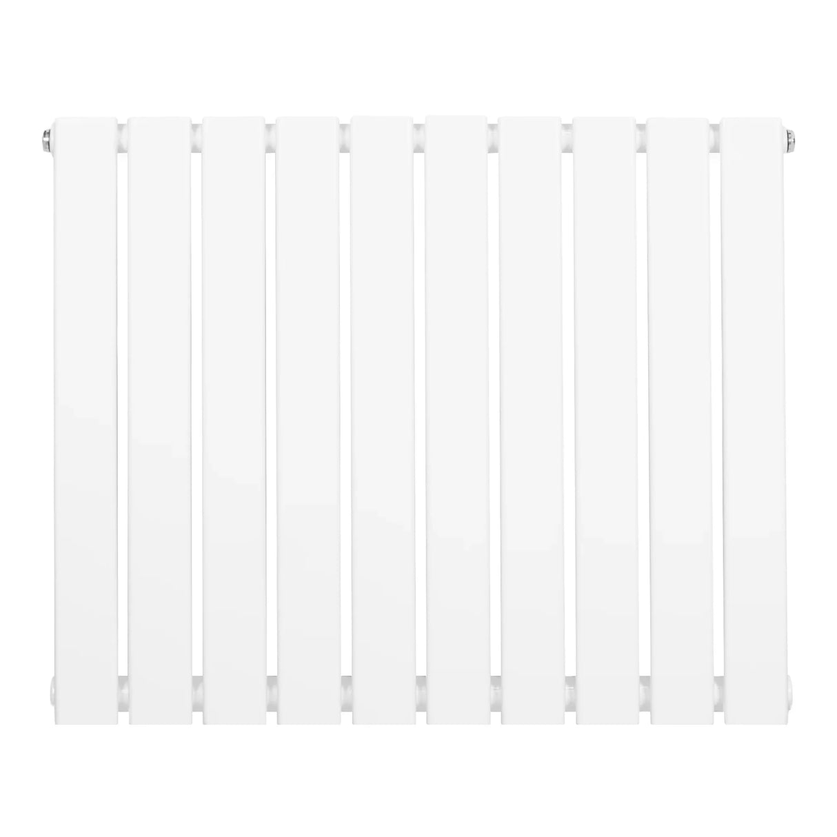 Flat single column radiator in sleek white finish, measuring 600 x 700mm, featuring smooth, vertical panels for efficient heating