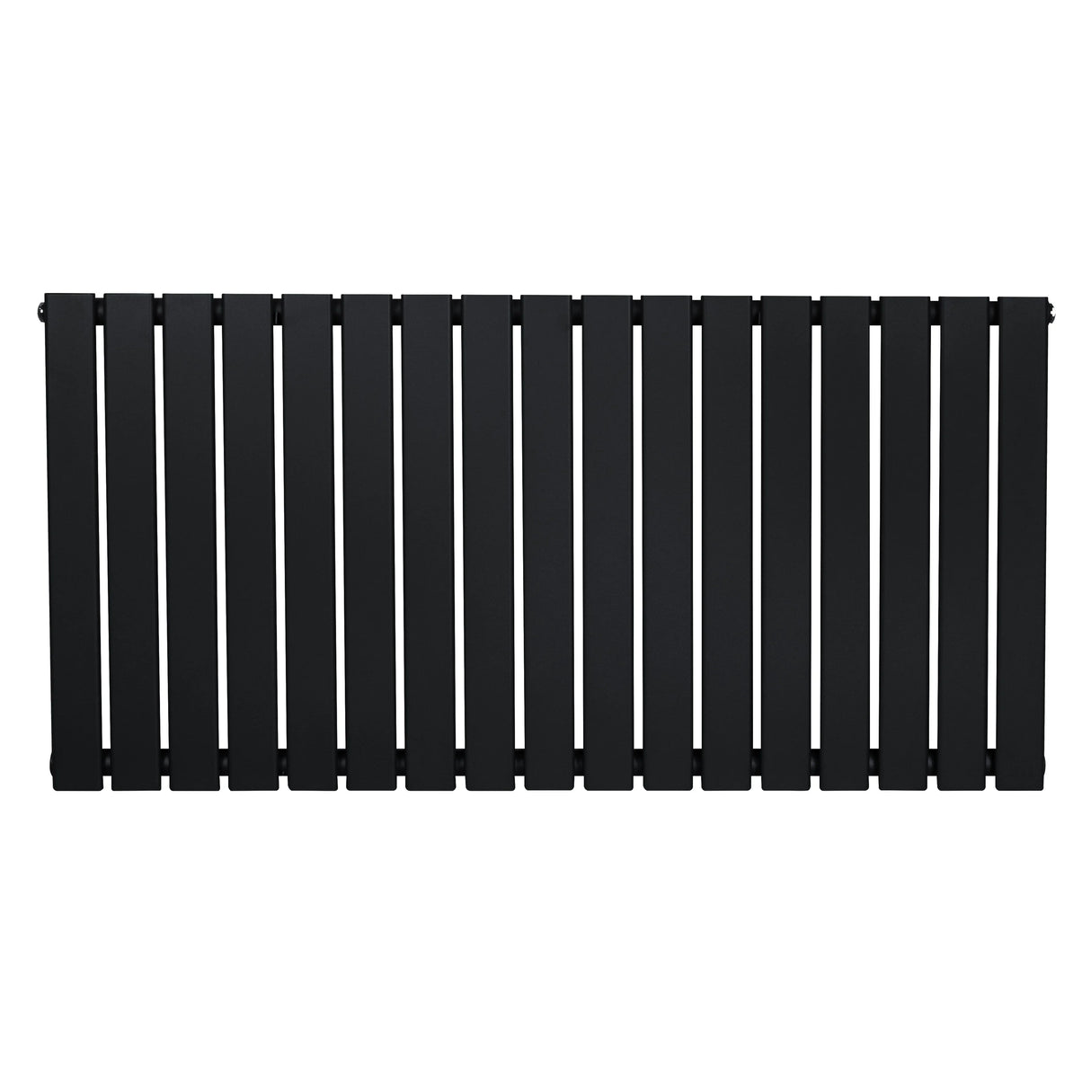 Flat single column radiator in sleek black finish, measuring 600 x 1190mm, featuring a modern, minimalist design with vertical slats