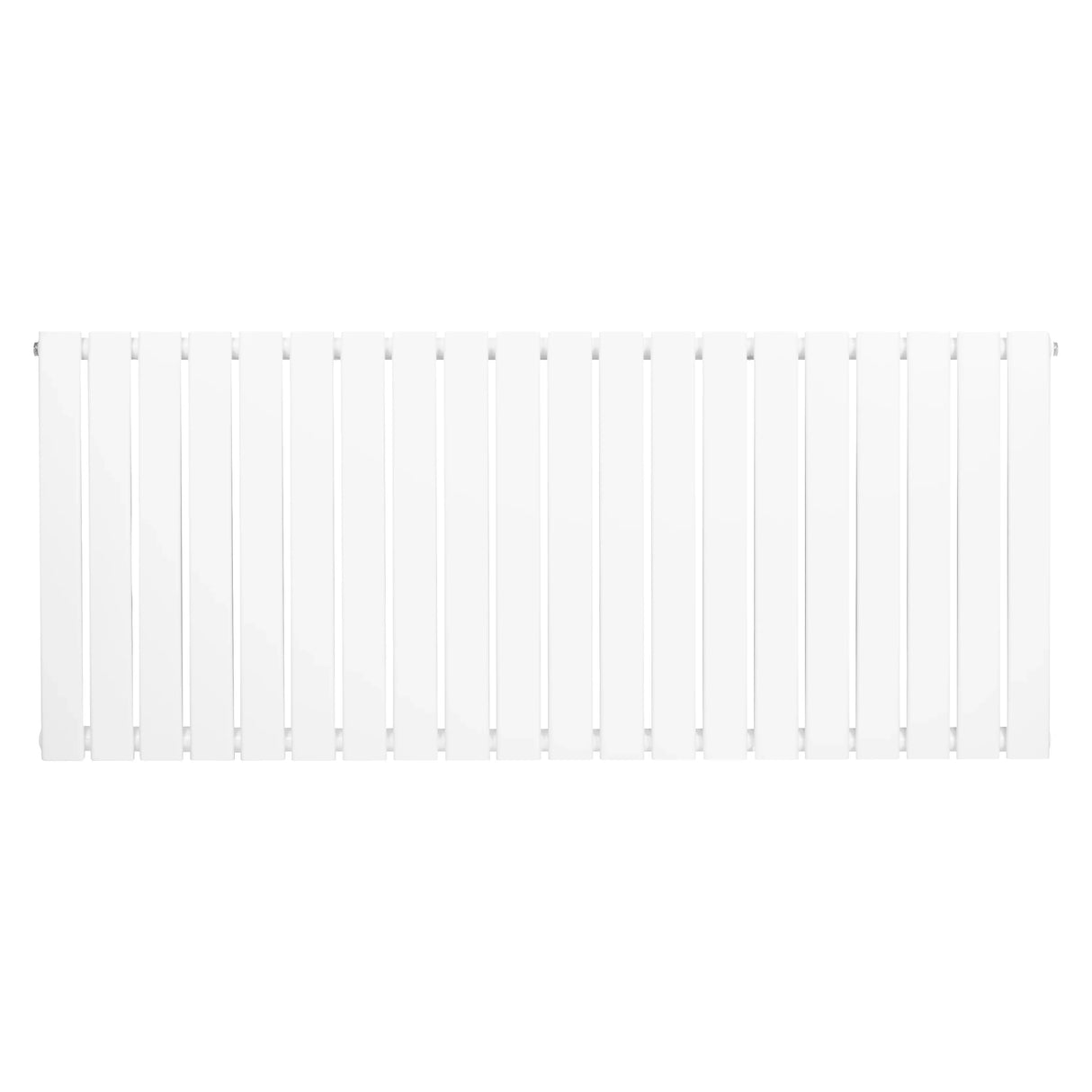 Flat single column radiator in white, measuring 600 x 1400mm, featuring a sleek, modern design with vertical slats and a smooth finish
