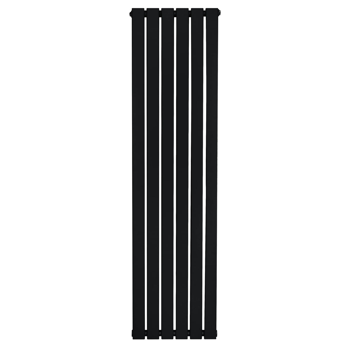 Flat single column radiator in sleek black finish, measuring 1600 x 420mm, featuring a modern vertical design with smooth lines