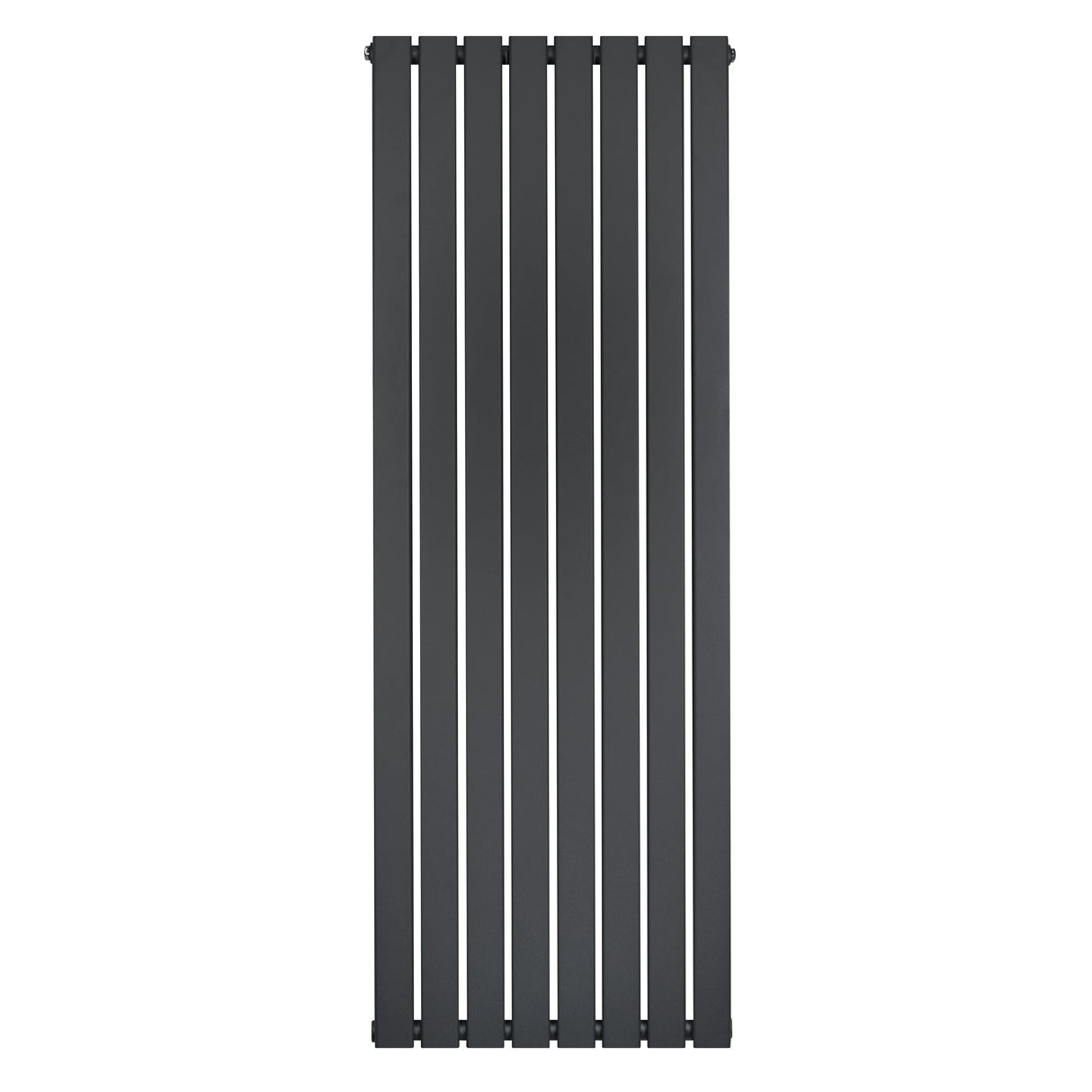 Flat single column radiator in anthracite grey, measuring 1600 x 560mm, features a sleek vertical design with smooth, modern lines