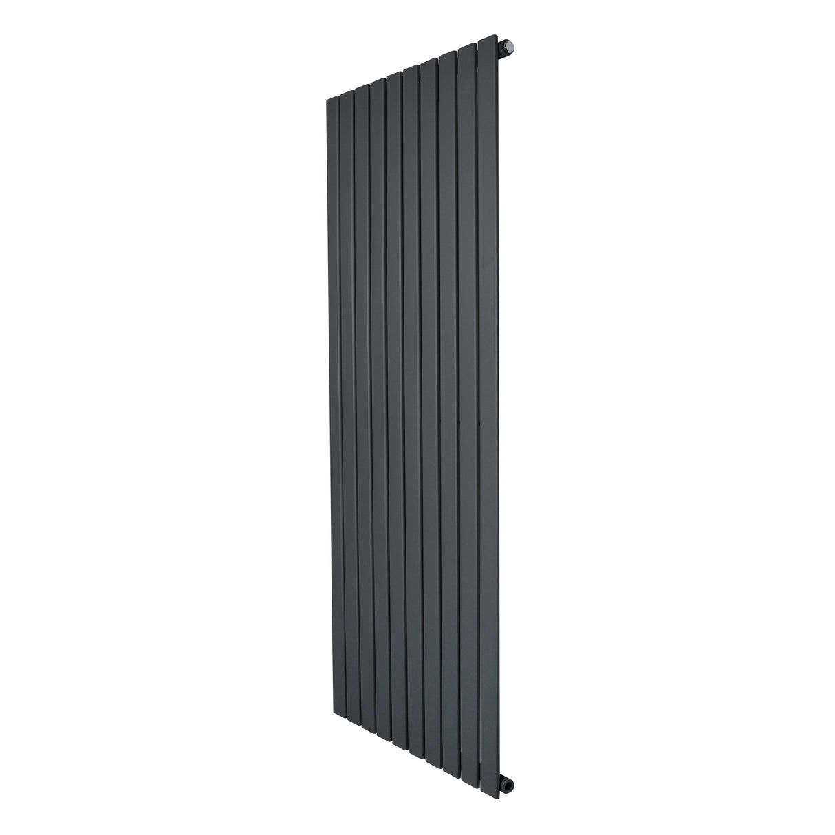 Flat single column radiator in anthracite grey, featuring a sleek vertical design with smooth, flat panels for modern interiors