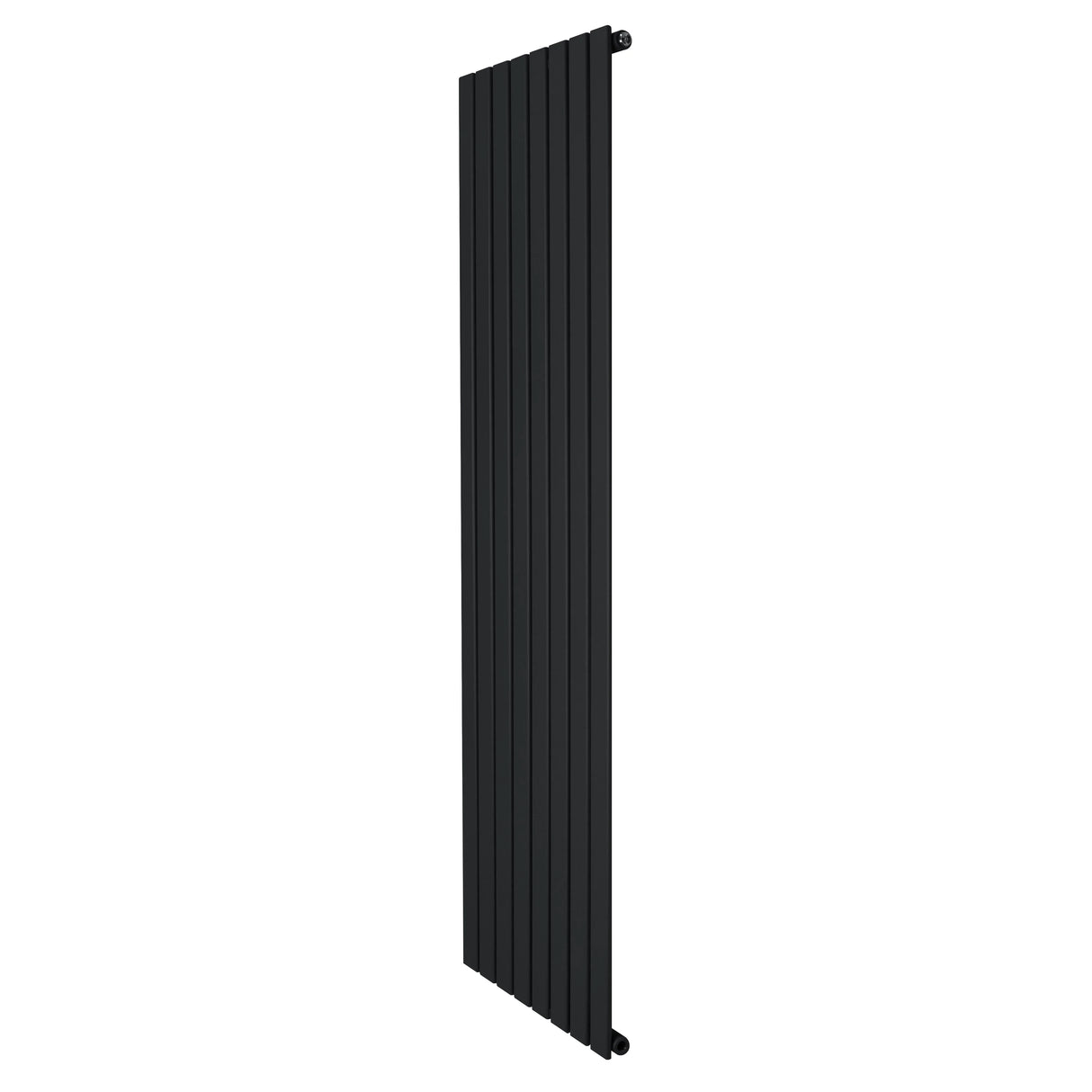 Sleek black flat single column radiator, 1800 x 560mm, featuring a modern design with smooth, vertical lines and a matte finish