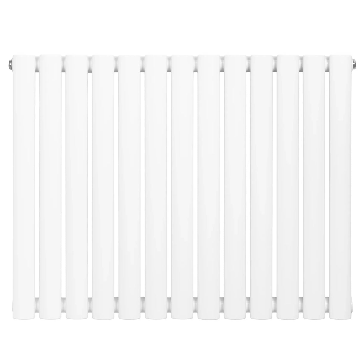 Sleek white oval single column radiator, 600 x 780mm, featuring smooth, rounded edges and a modern design for efficient heating