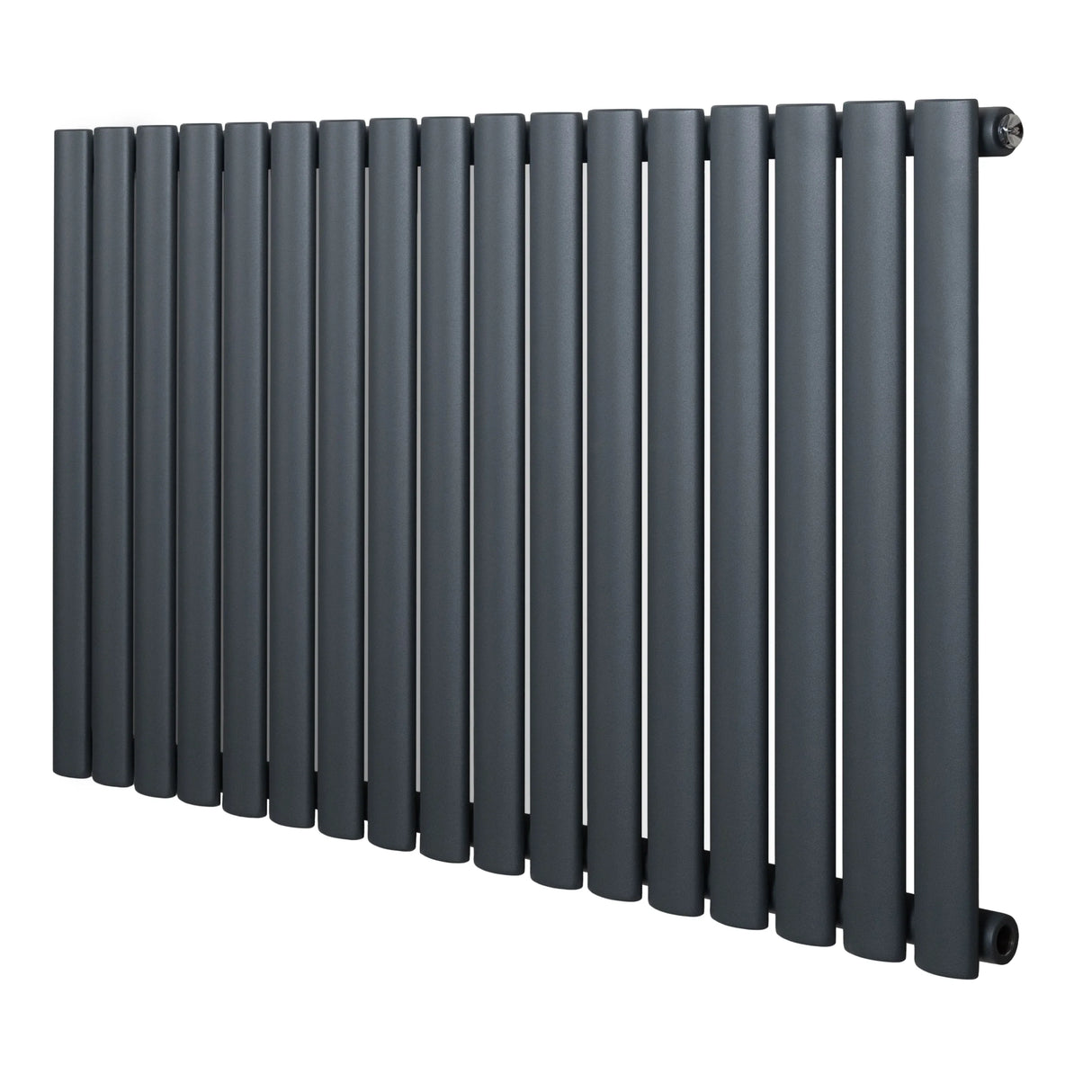 Oval single column radiator in anthracite grey, featuring a sleek design with vertical bars and a smooth matte finish, measuring 600 x 1020mm