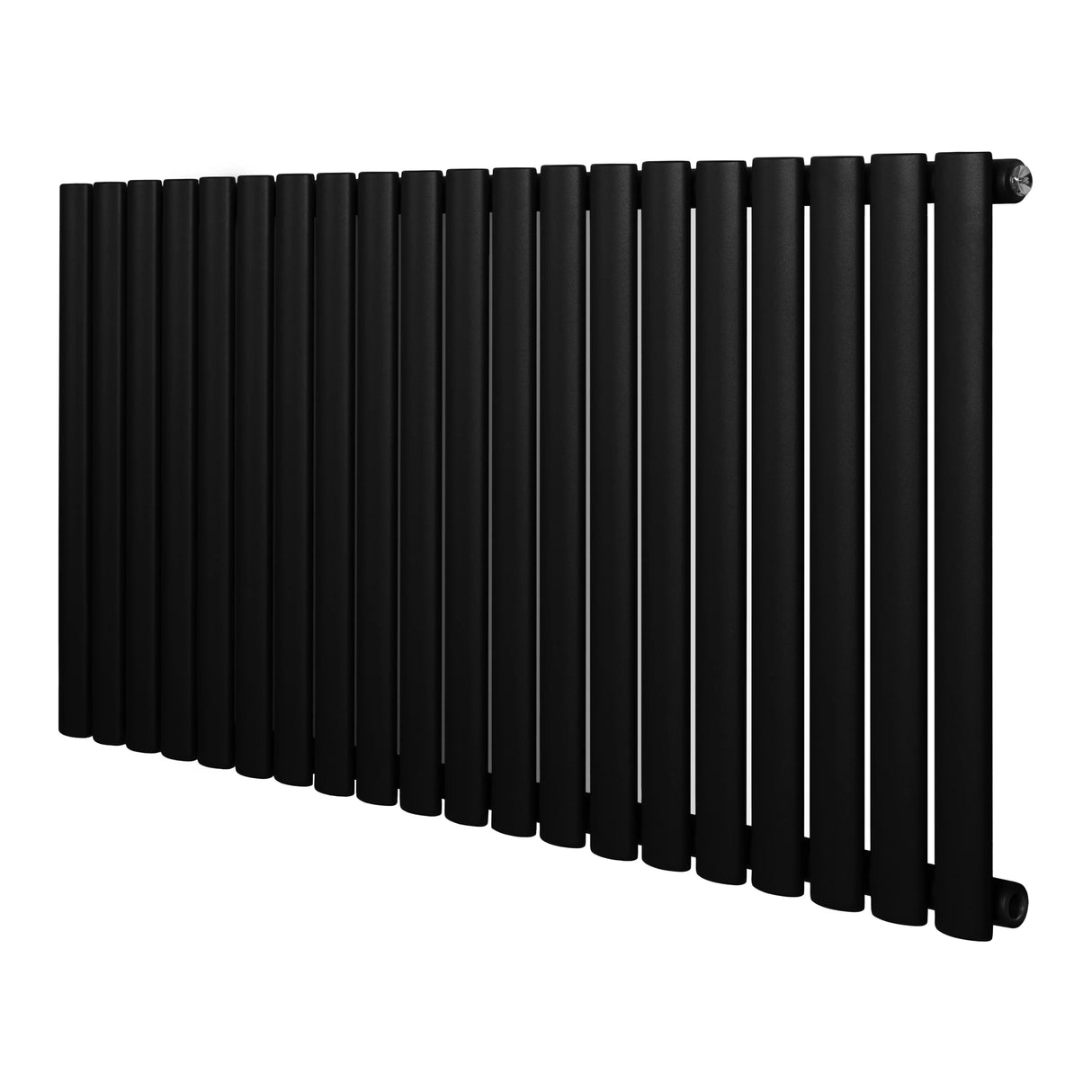 Sleek black oval single column radiator, 600 x 1200mm, featuring smooth, rounded bars for efficient heating and modern design