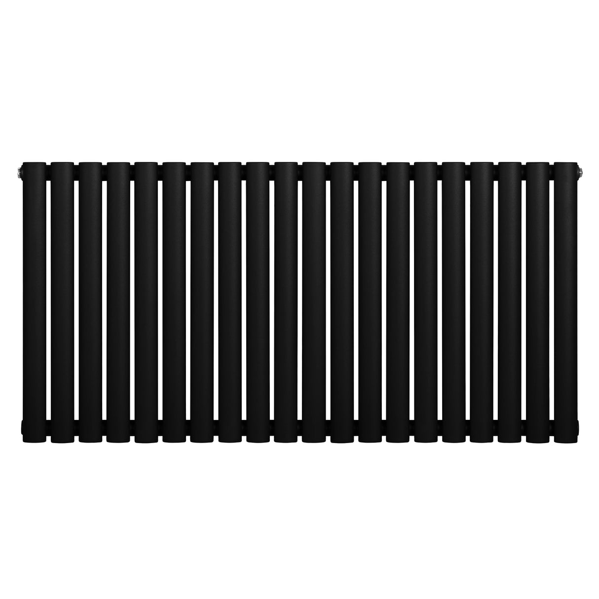 Sleek black oval single column radiator, 600 x 1200mm, featuring a smooth matte finish and evenly spaced vertical columns for modern decor
