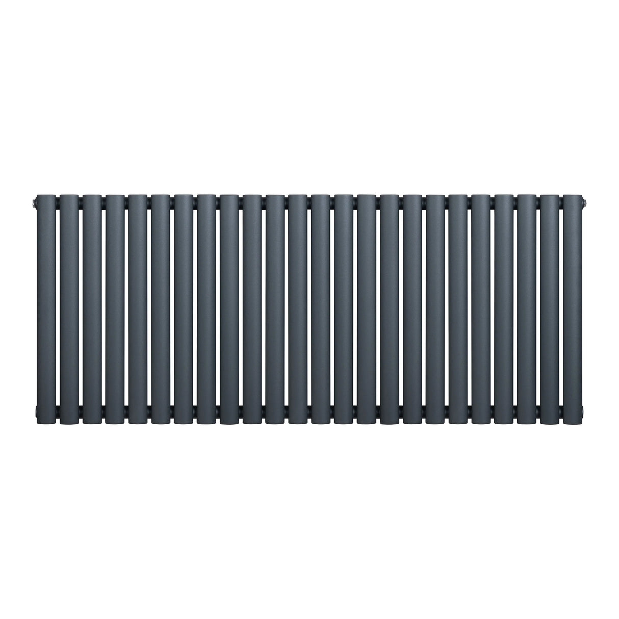 Oval single column radiator in anthracite grey, 600 x 1440mm, featuring a sleek, modern design with smooth, rounded edges and a matte finish