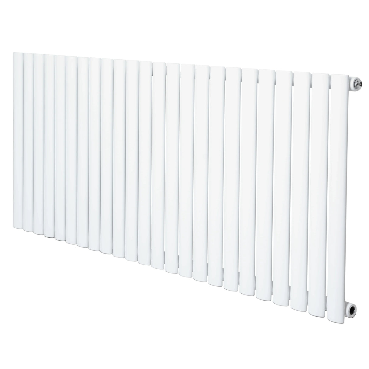 Oval single column radiator in sleek white finish, measuring 600 x 1440mm, featuring smooth, rounded edges and a modern design