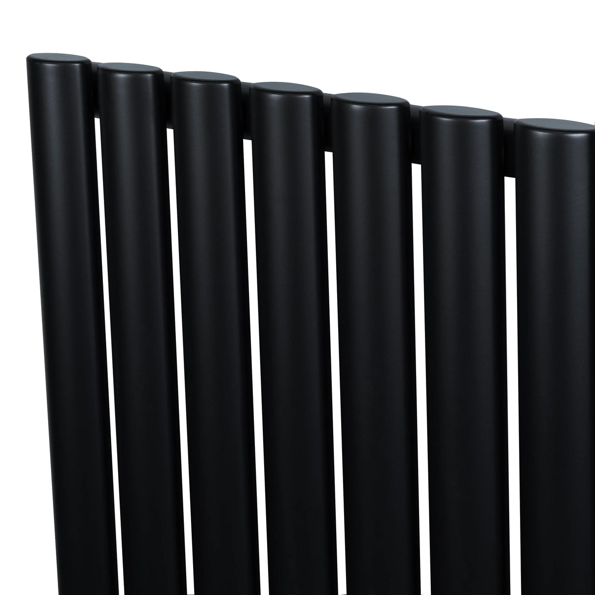 Sleek black oval single column radiator featuring smooth, cylindrical tubes, designed for efficient heating in modern spaces