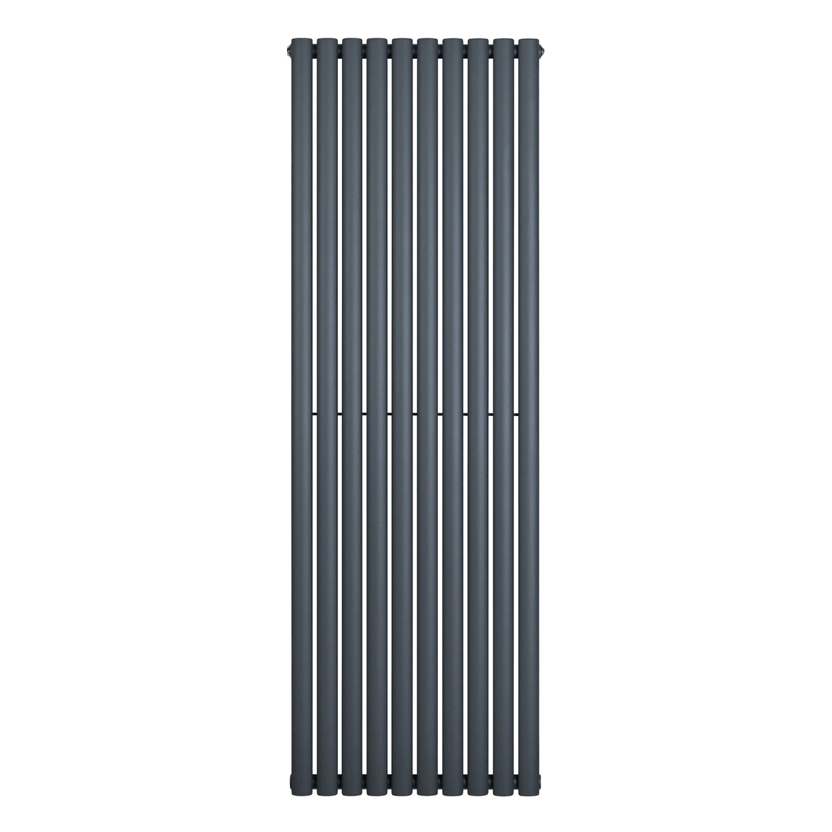 Oval single column radiator in anthracite grey, 1800 x 600mm, featuring a sleek, vertical design with smooth, rounded edges and a modern finish