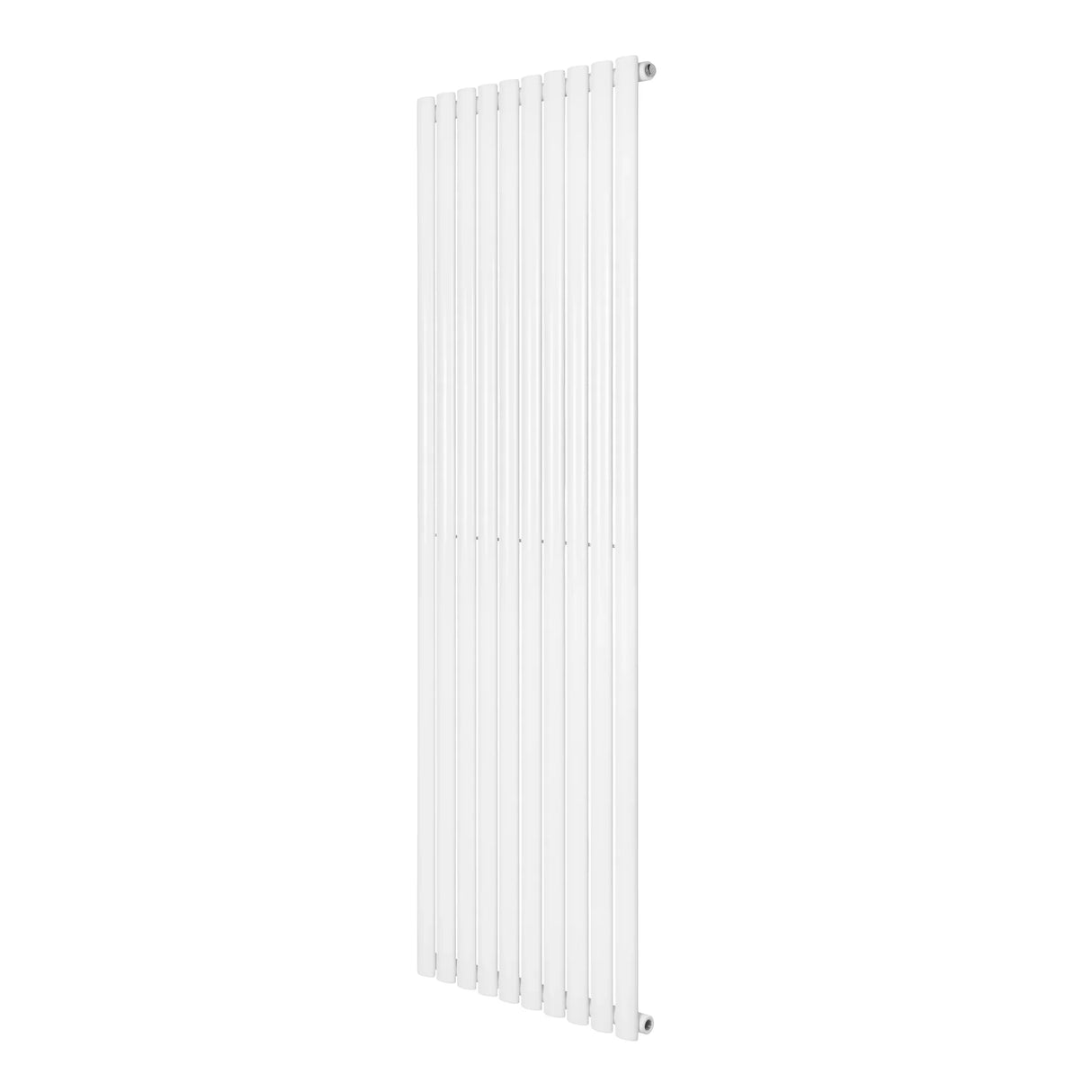Sleek white oval single column radiator, 1800 x 600mm, featuring a modern design with vertical slats and a smooth finish