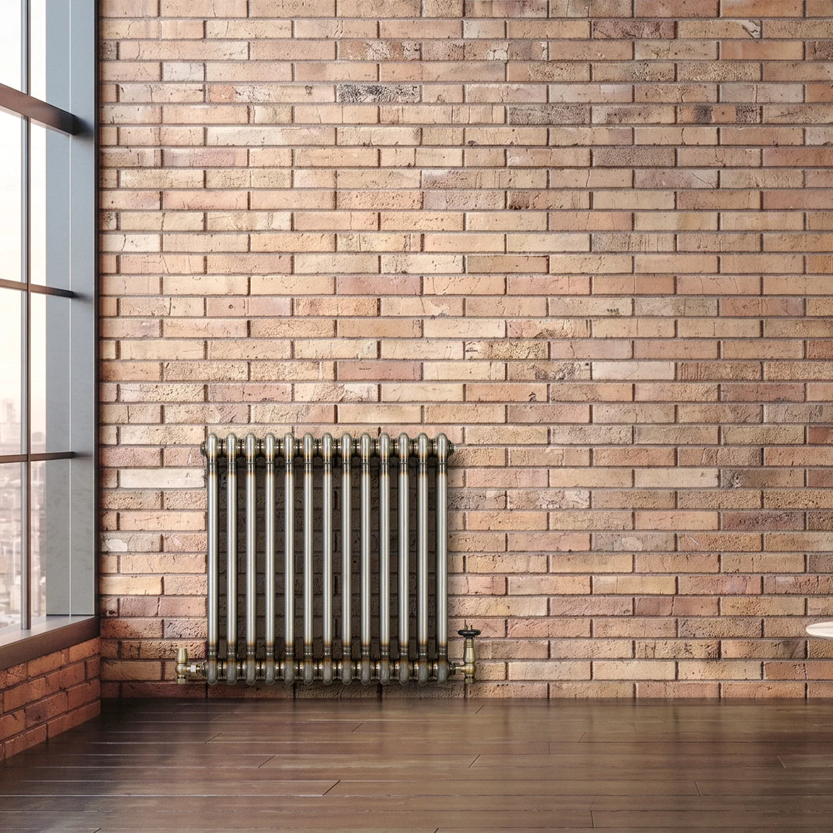 Traditional 2 Column Radiator - 600 x 605mm - Raw Metal