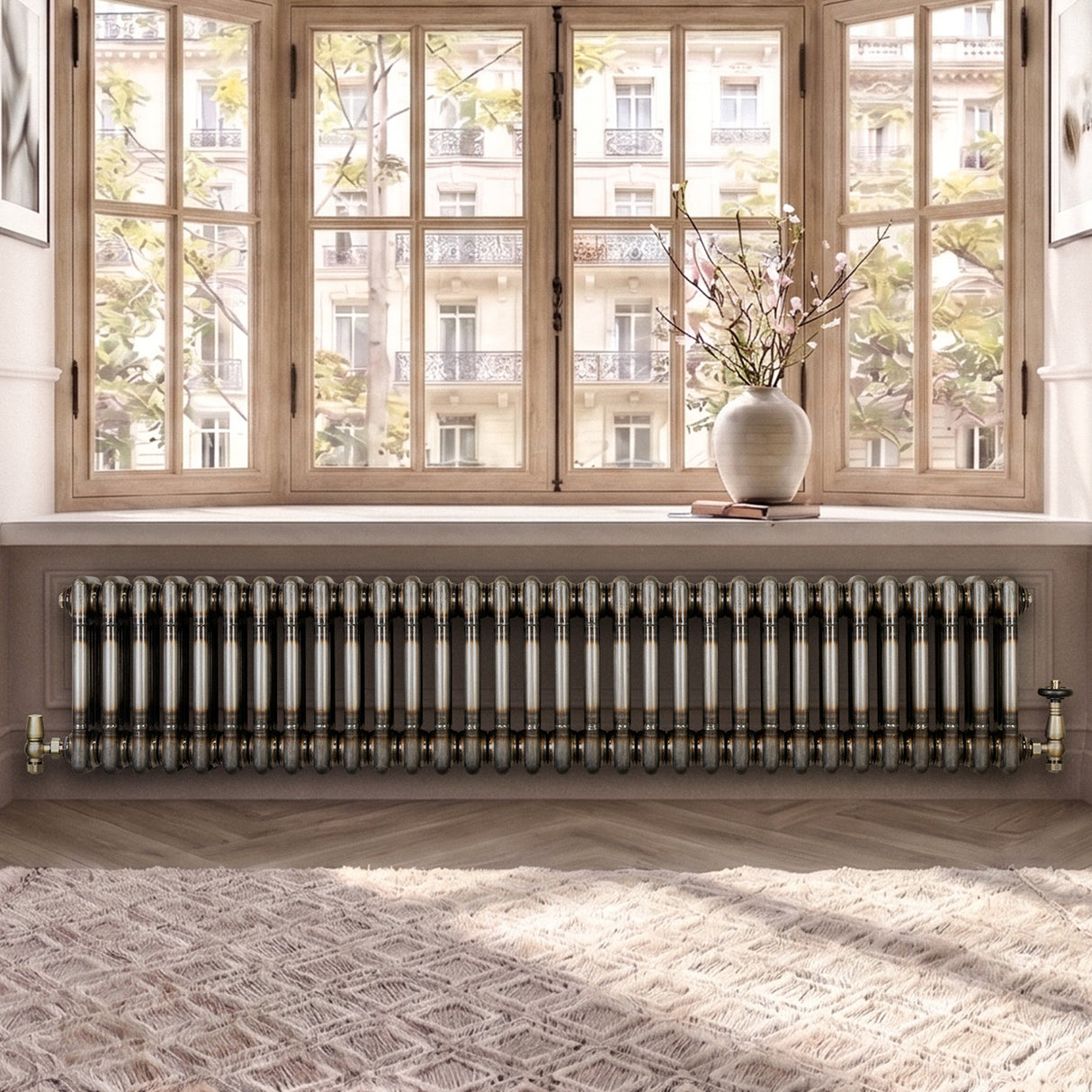 Traditional 3 Column Radiator - 300 x 1460mm - Raw Metal