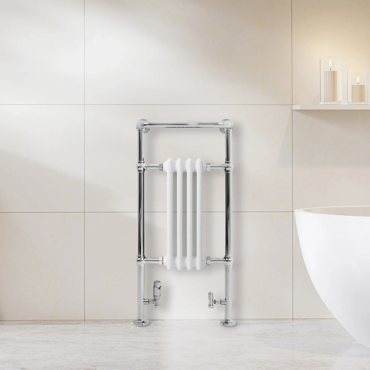 Traditional Heated Towel Rail Radiator – 950mm x 480mm – White
