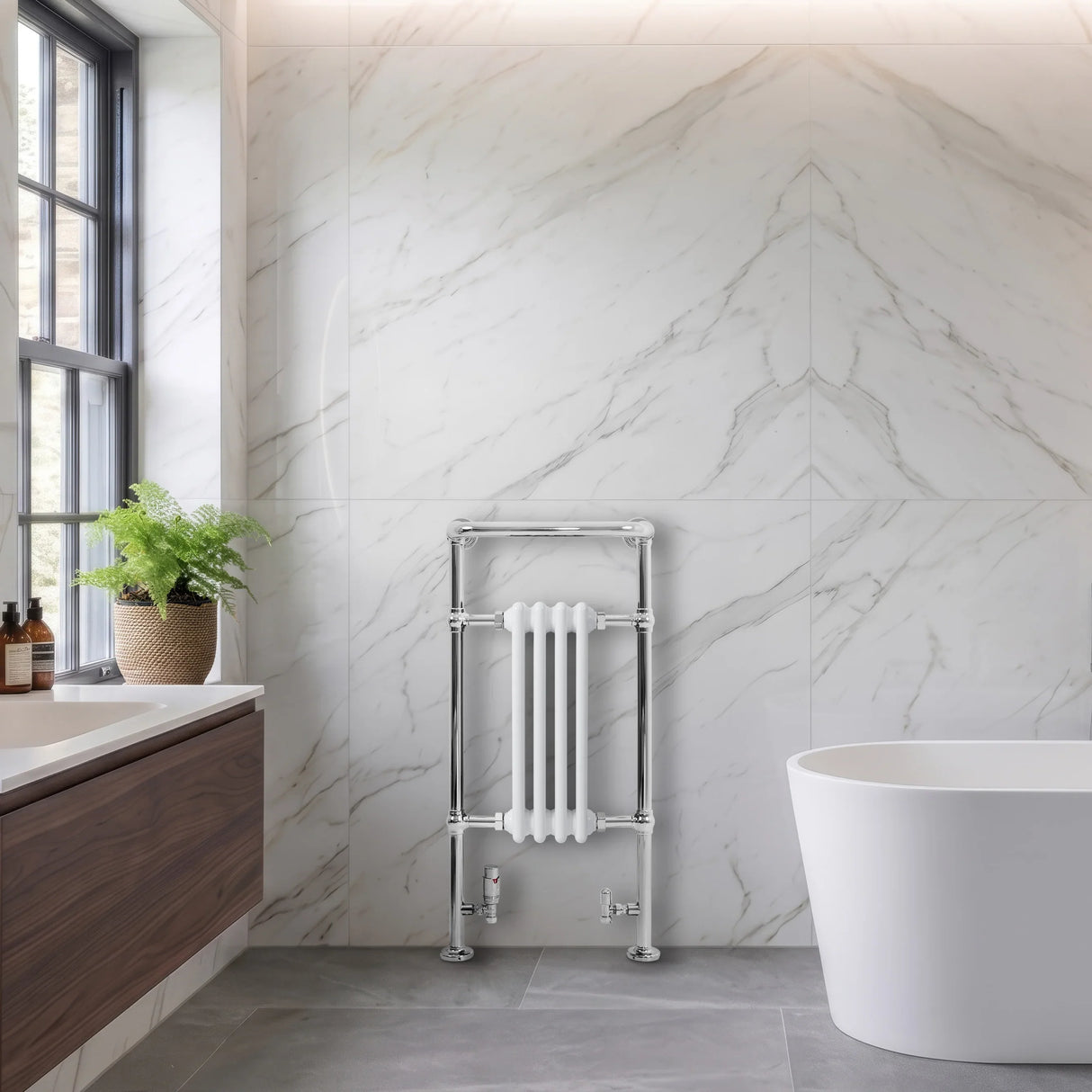 Traditional Heated Towel Rail Radiator – 950mm x 480mm – White
