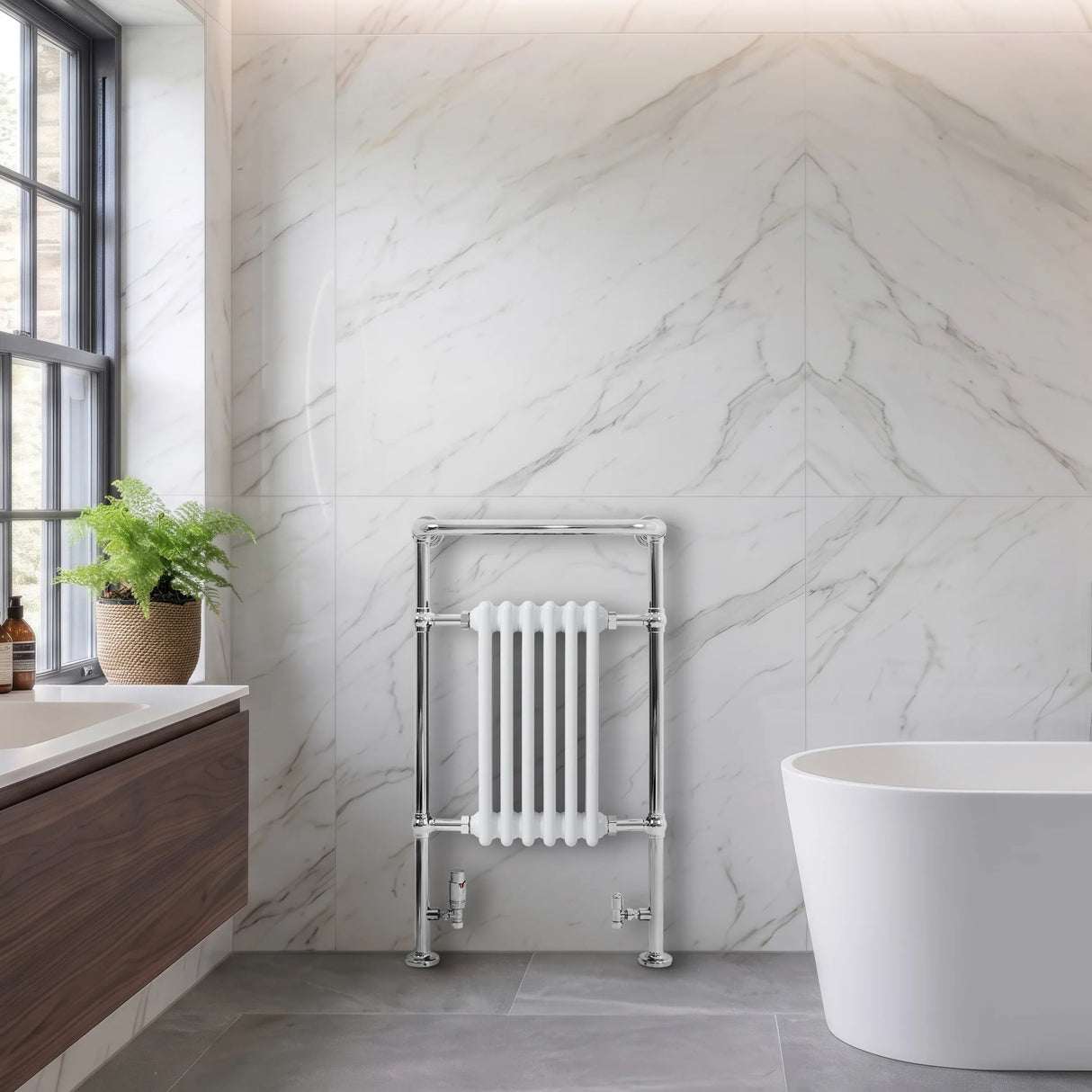 Traditional Heated Towel Rail Radiator – 950mm x 570mm – White