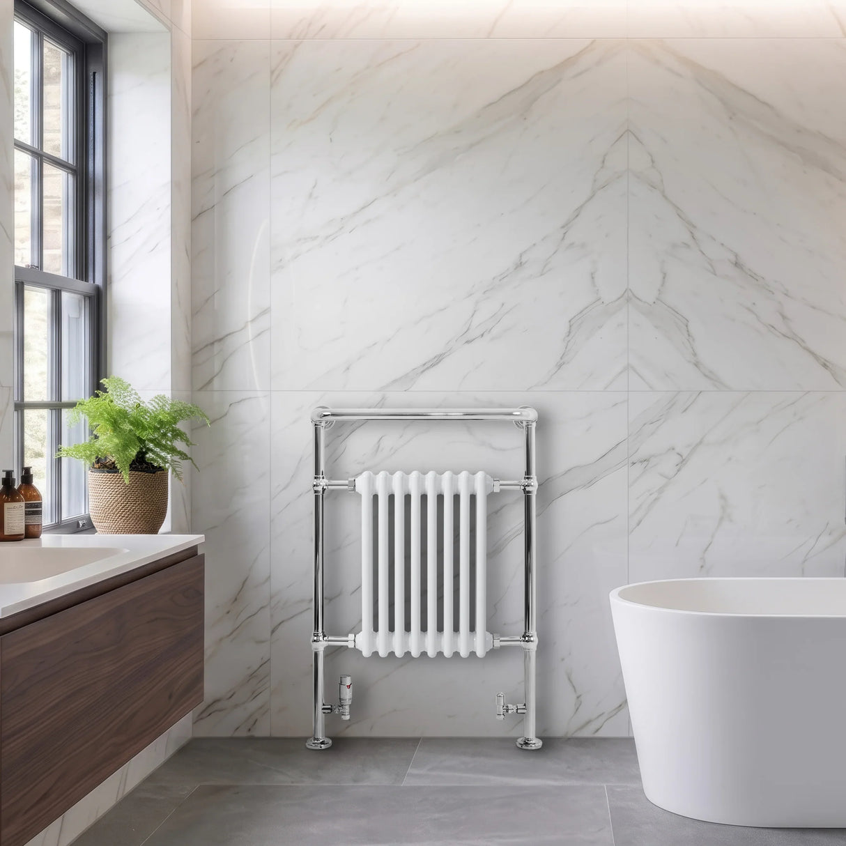 Traditional Heated Towel Rail Radiator – 950mm x 660mm – White